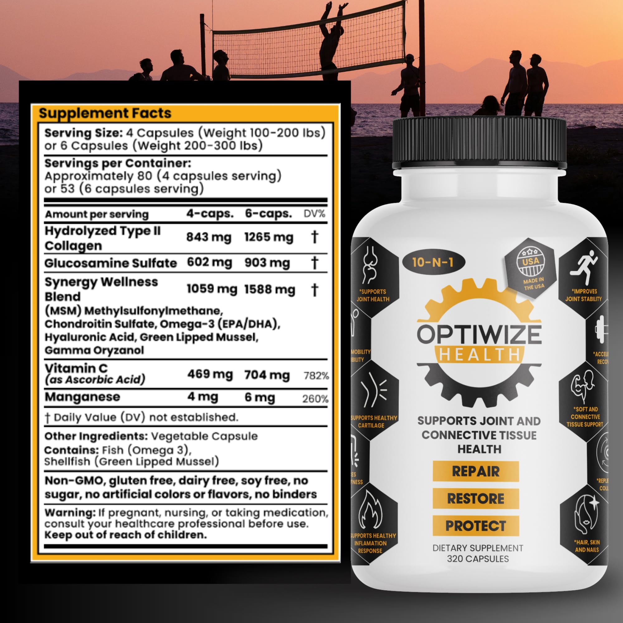 Joint Support Complex with Collagen, MSM & Hyaluronic Acid for Mobility 320 Ct
