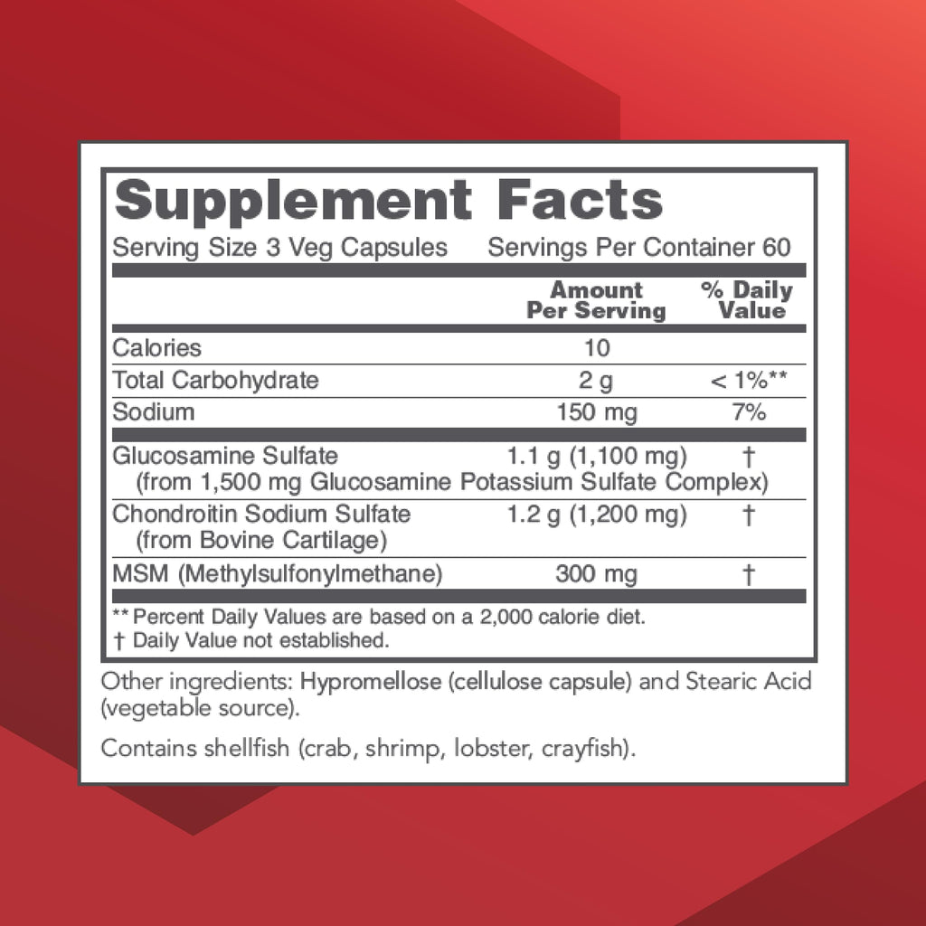 Glucosamine Chondroitin MSM Capsules for Joint Support & Mobility 180 Ct