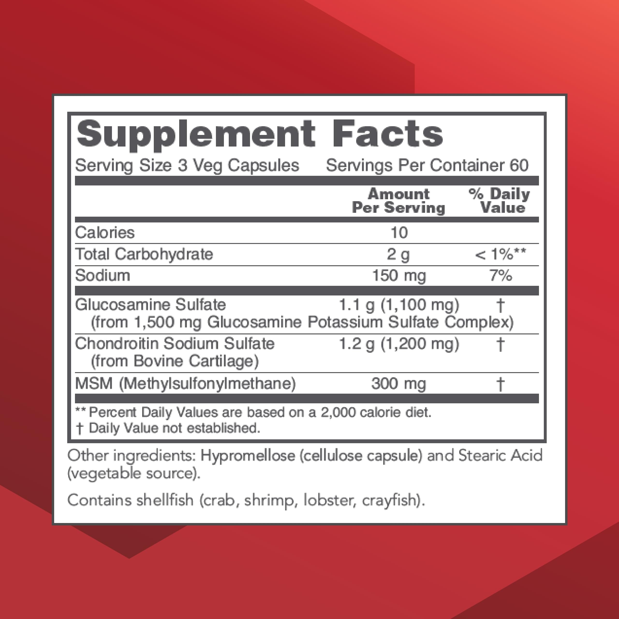 Glucosamine Chondroitin MSM Capsules for Joint Support & Mobility 180 Ct