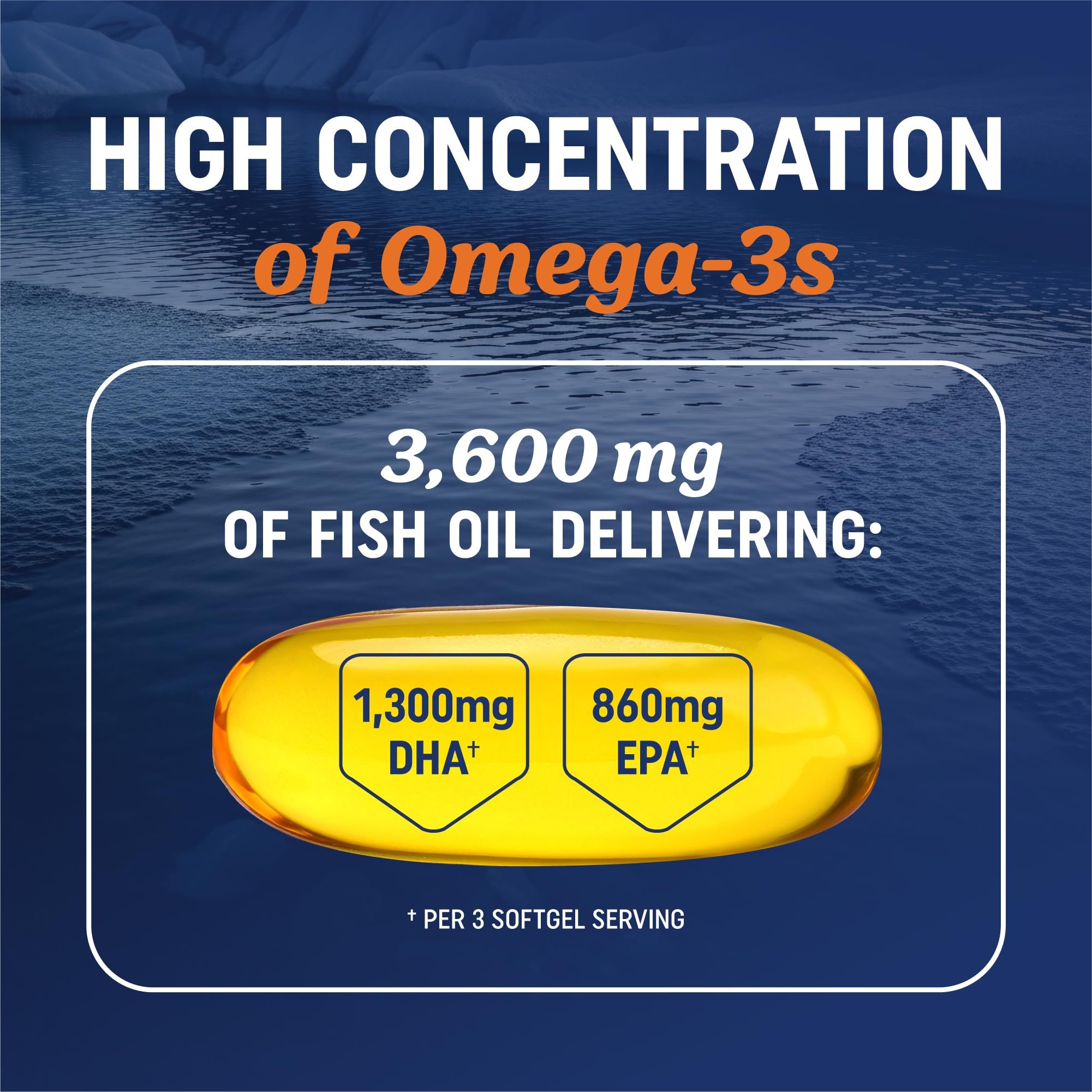 Omega-3 Fish Oil 3600mg High DHA EPA for Heart, Brain & Joint Support