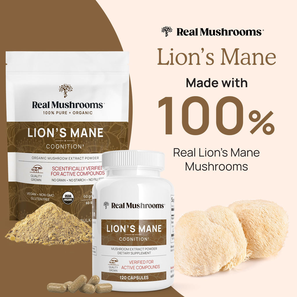 Lion’s Mane Mushroom Capsules for Cognition, Focus & Brain Support 120 Ct