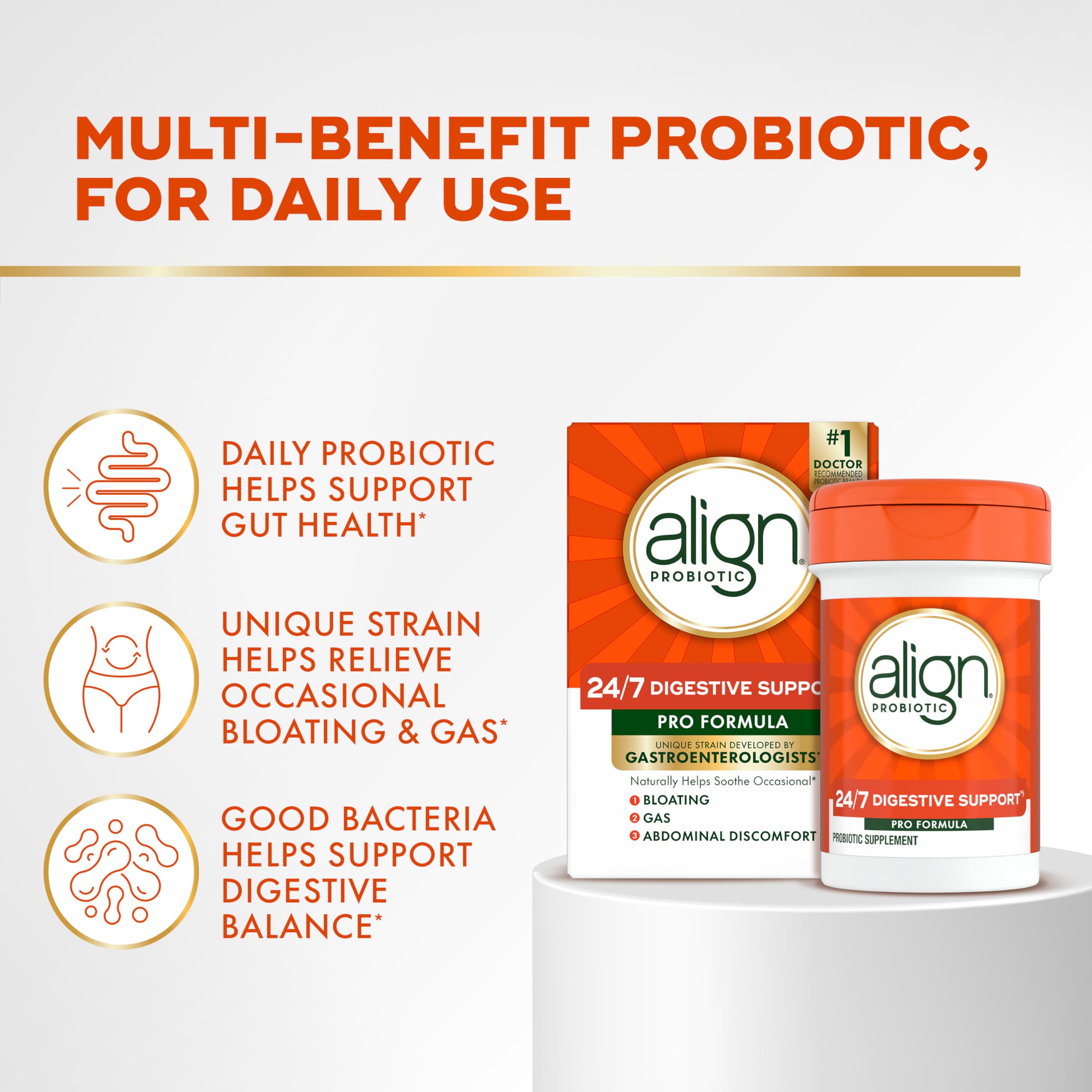 Probiotic Capsules for Digestive Health – Bloating Relief, 63 Count