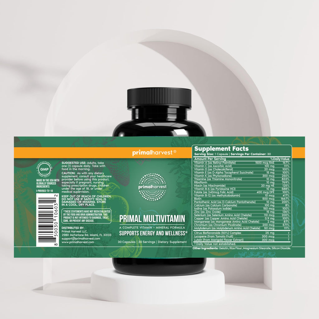 Daily Multivitamin – 21 Essential Vitamins & Minerals, A, C, D, E, B12, Biotin, Zinc