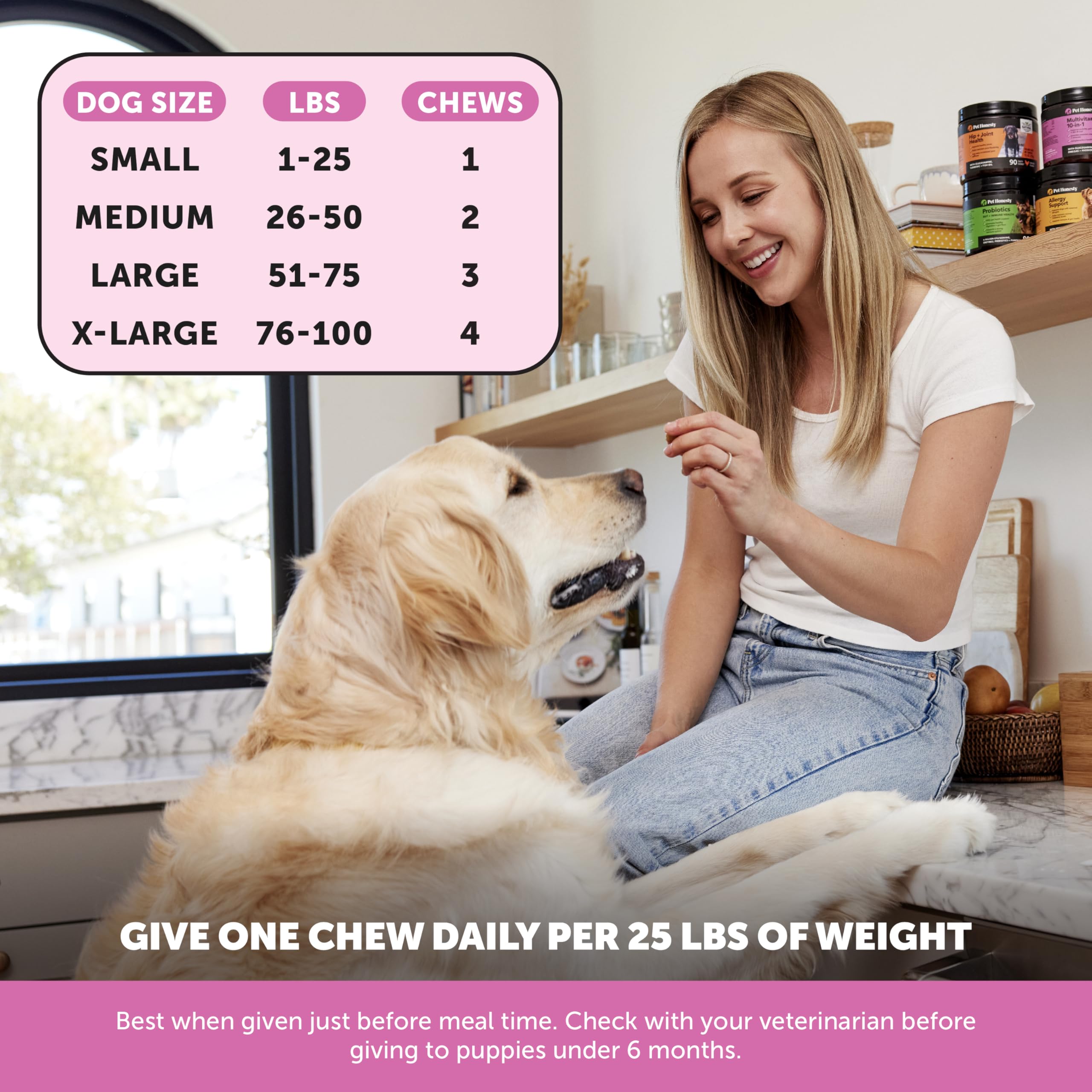 10-in-1 Dog Multivitamin Chews – Glucosamine & Probiotics 90ct