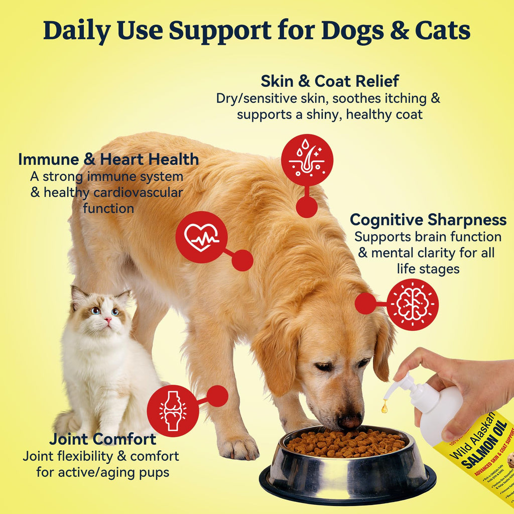 Wild Alaskan Salmon Oil for Dogs & Cats – Omega-3 EPA & DHA 32oz