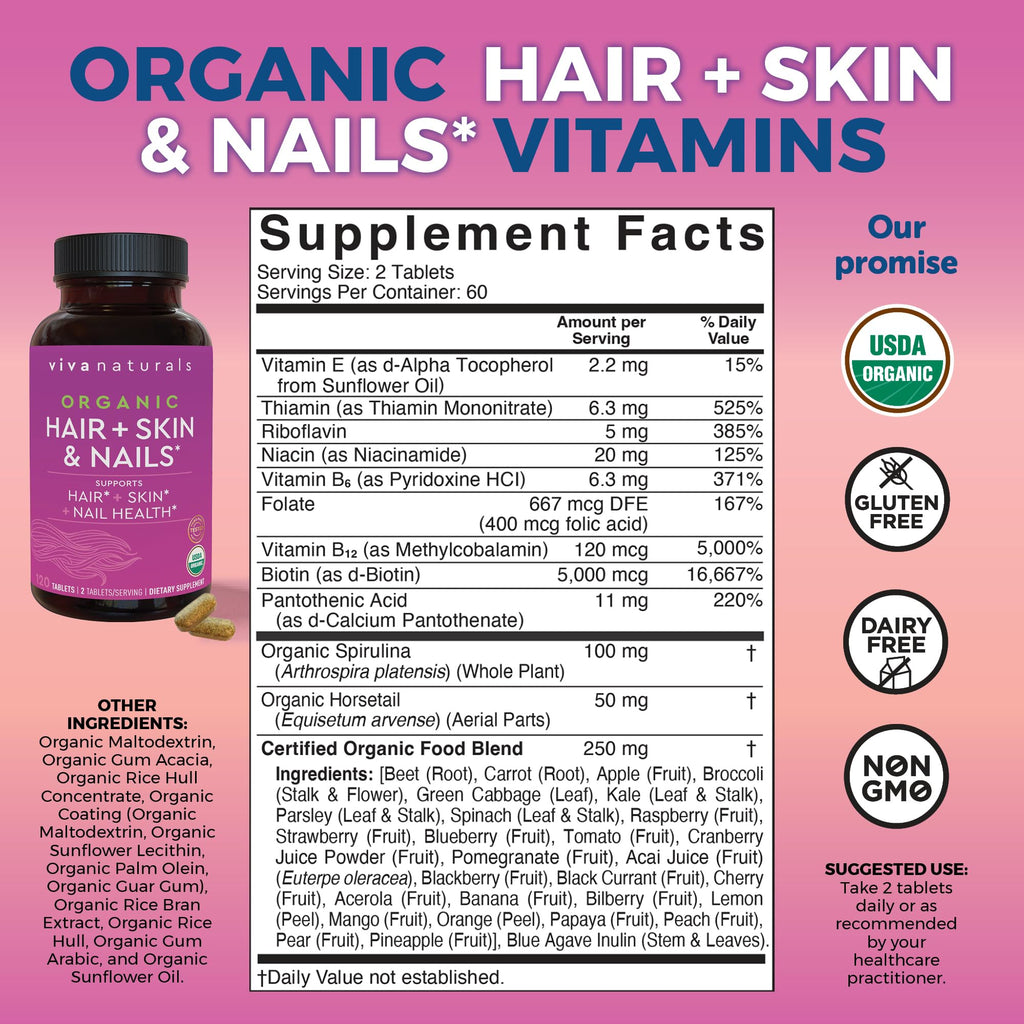 Biotin 5000mcg Hair Skin Nails Vitamins 120 Count