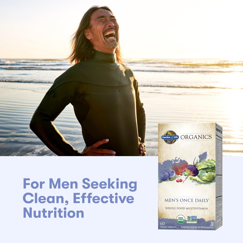 Men's Whole Food Daily Multivitamin – Organic, Vitamin C, Zinc, Vegan, 60 Tablets