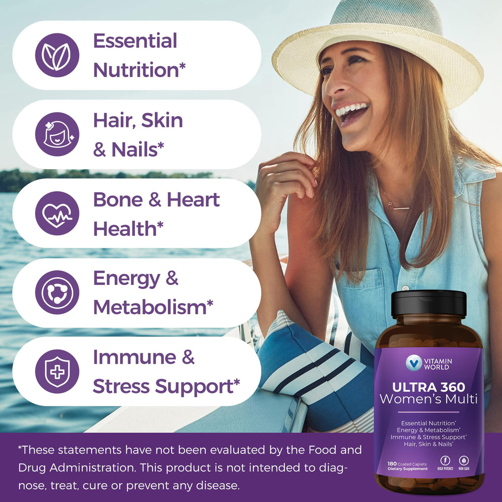 Women’s Multivitamin Collagen Iron Energy Support 180 Caplets