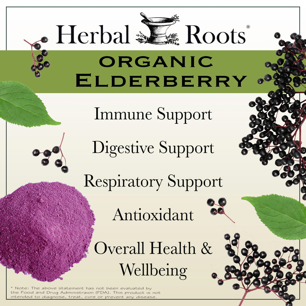 Organic Black Elderberry Capsules for Immune Support Vegan 60 Ct
