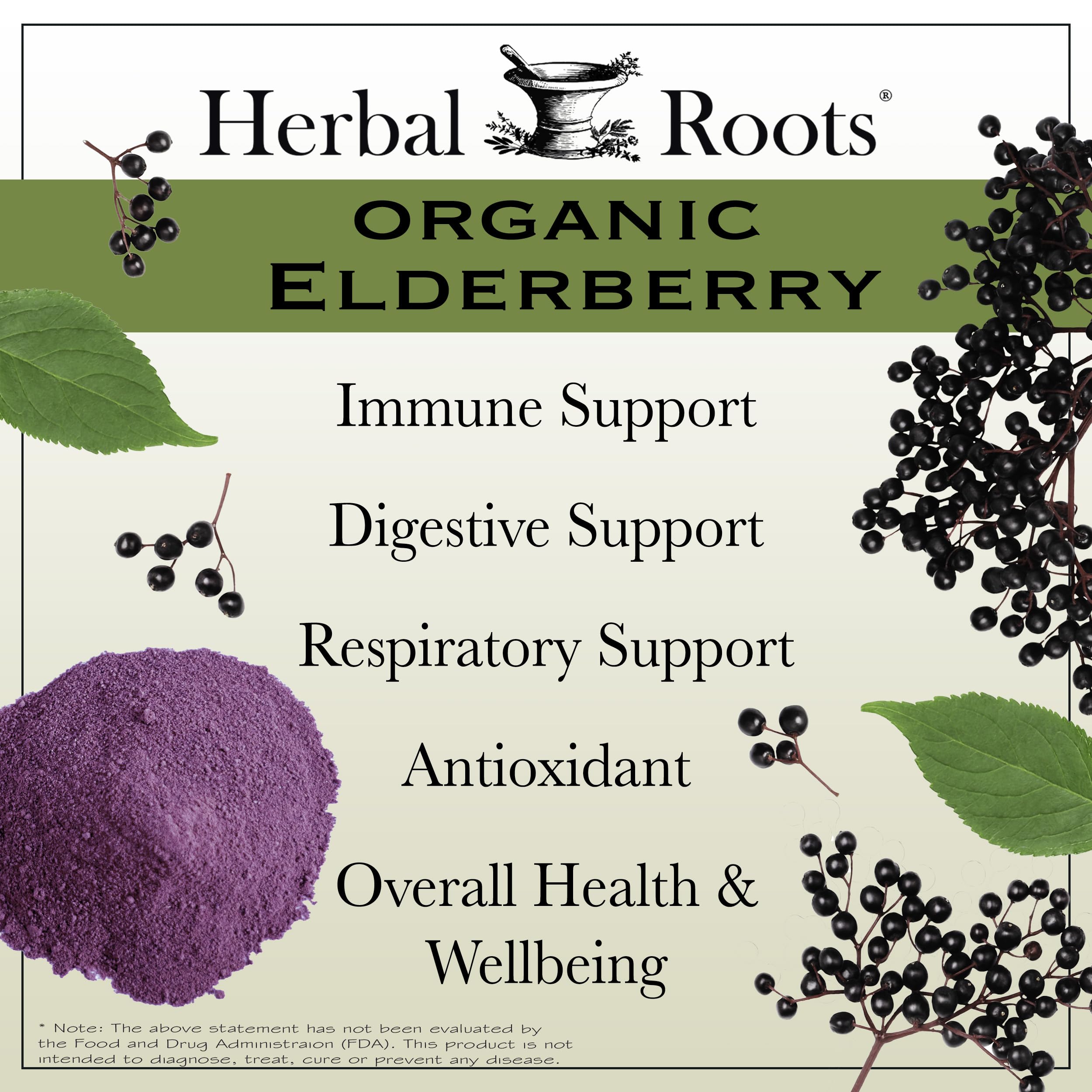 Organic Black Elderberry Capsules for Immune Support Vegan 60 Ct