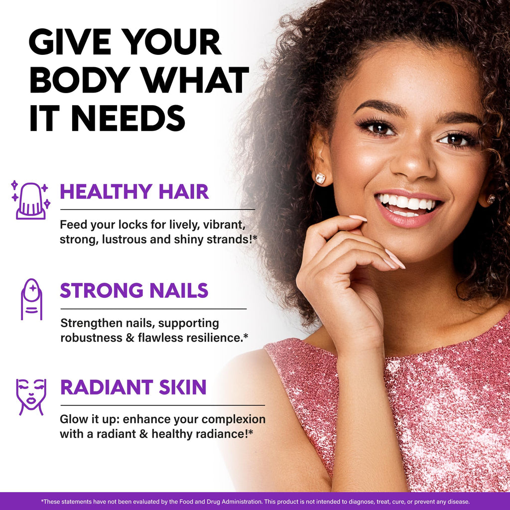 Biotin Gummies 10000mcg Collagen Hair Growth 60 Count
