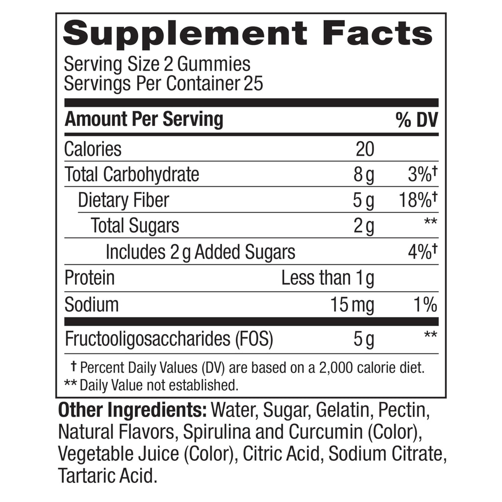 Prebiotic Fiber Gummies 5g FOS – Digestive Support, 50 Count