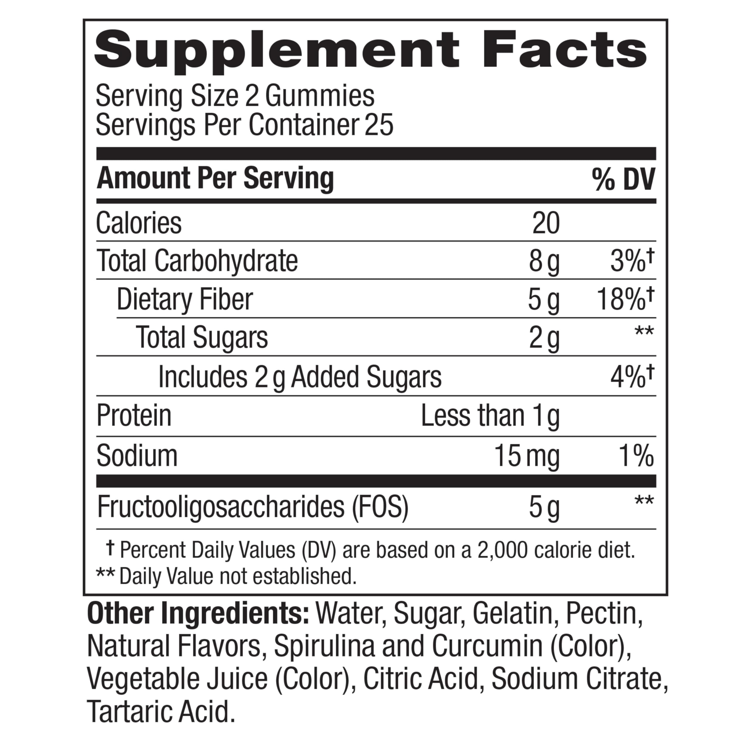 Prebiotic Fiber Gummies 5g FOS – Digestive Support, 50 Count