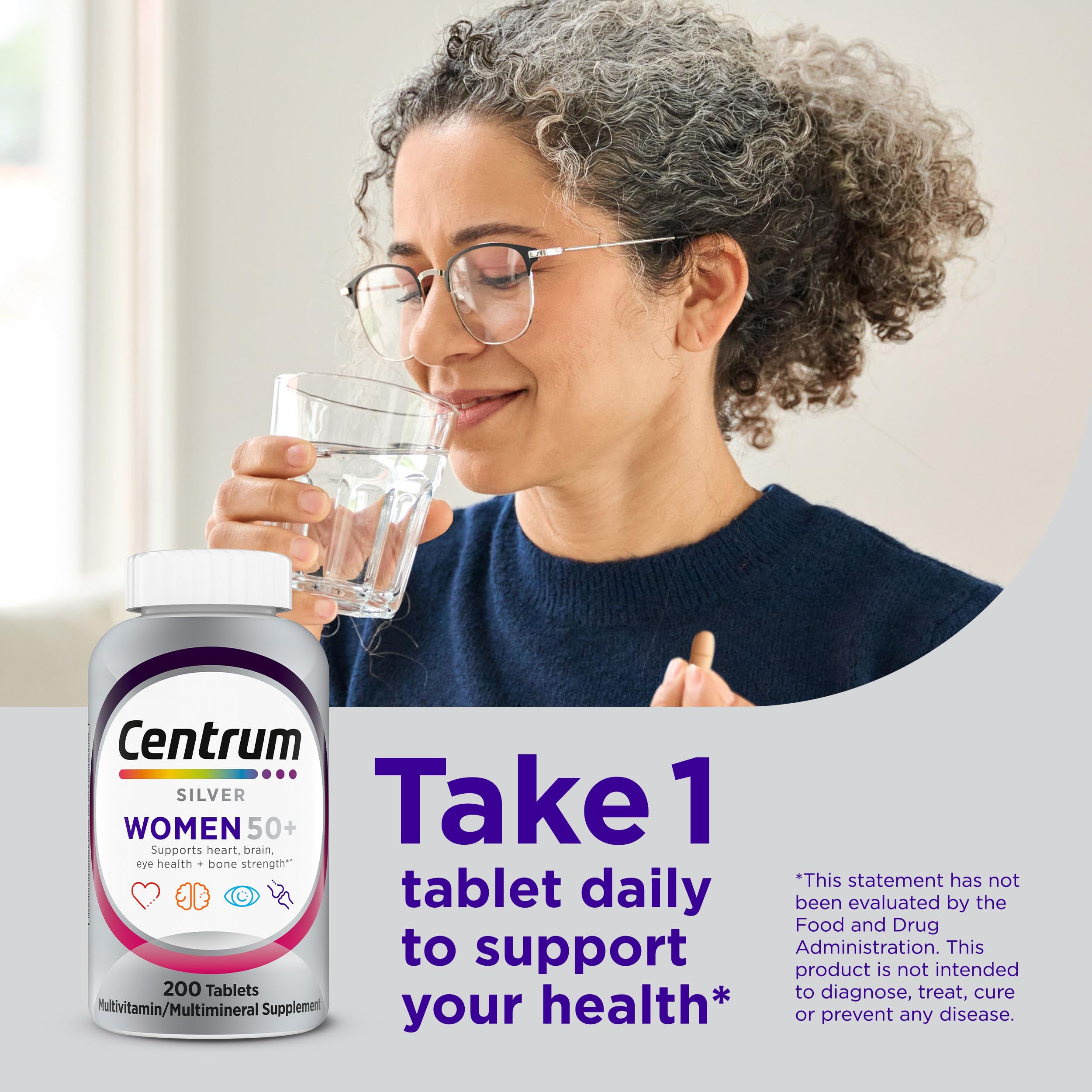 Women’s 50+ Multivitamin Vitamin D3 B Vitamins 100 Tablets