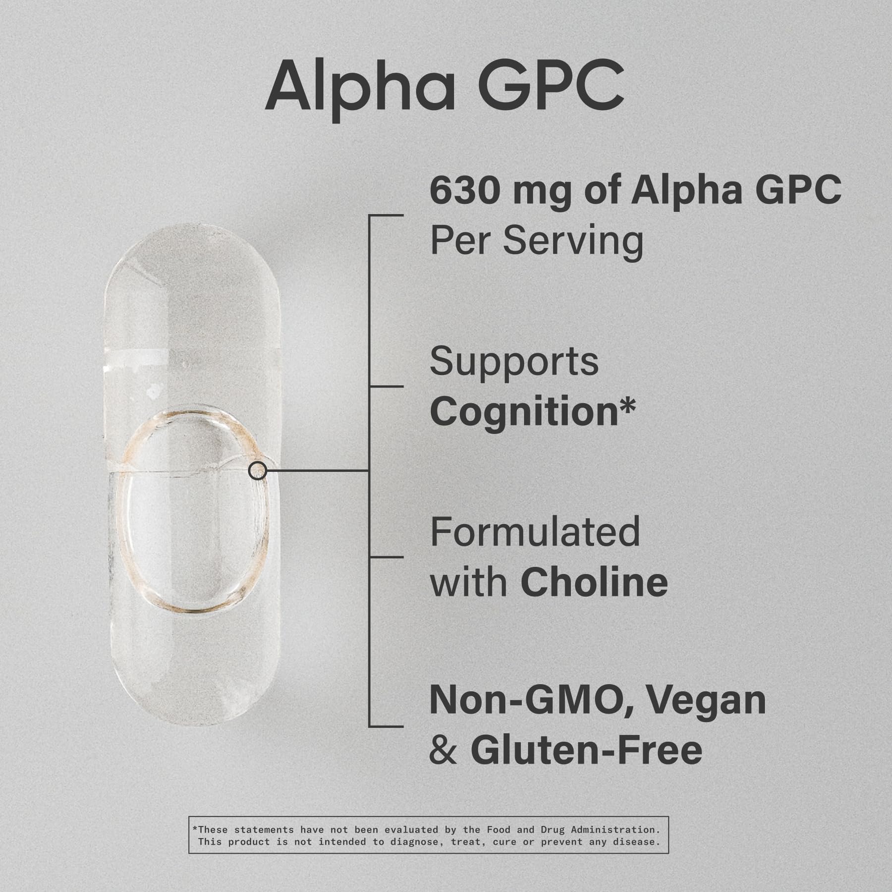 Alpha GPC 630mg Capsules for Focus, Memory & Cognitive Support Vegan