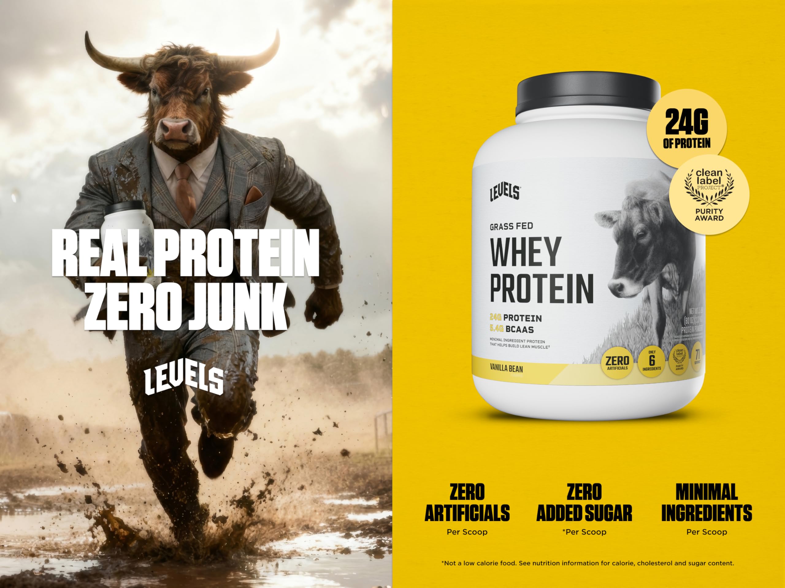 Grass-Fed Whey Protein Powder Vanilla – 24g Protein, 5 lb
