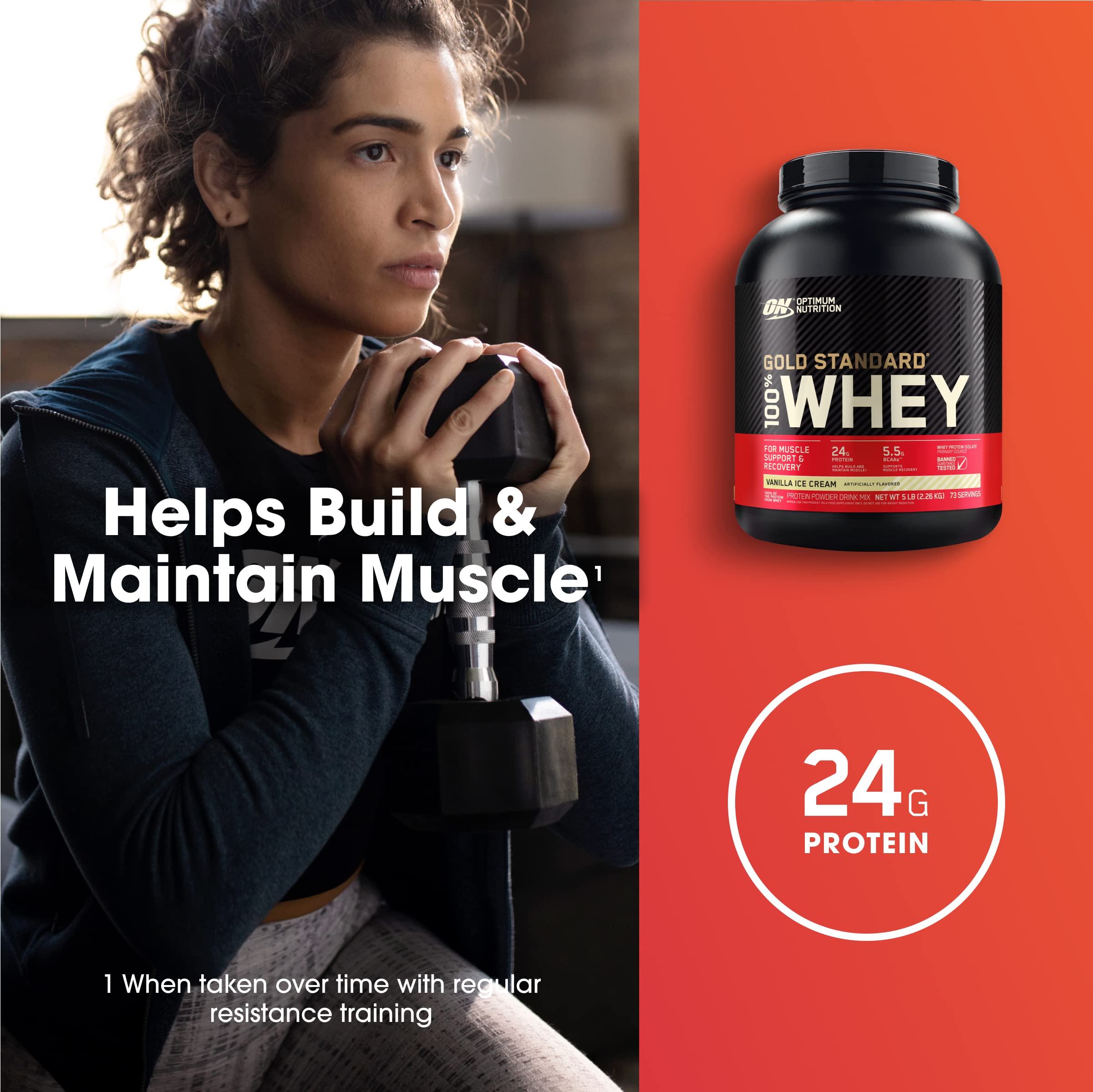100% Whey Protein Powder | Vanilla Ice Cream | 5 lbs | Gold Standard