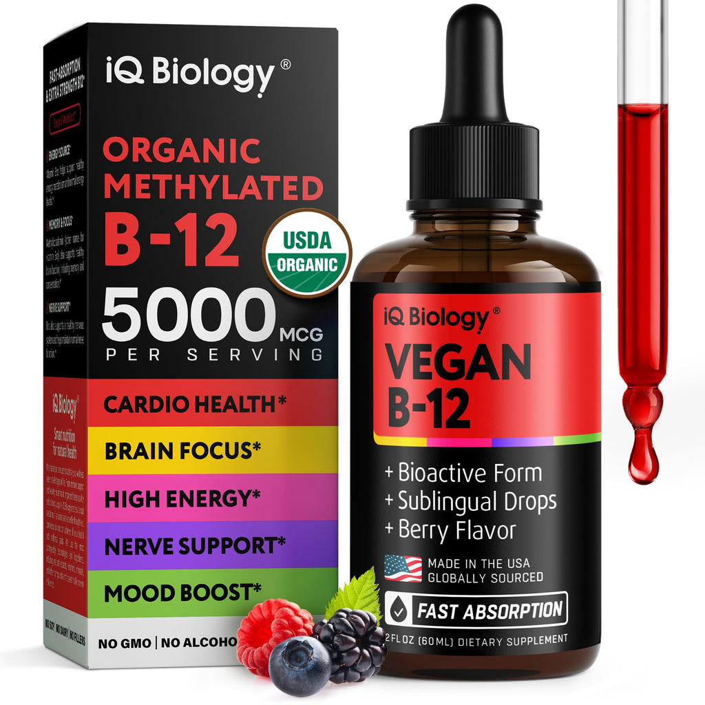 Vitamin B12 Liquid Drops 5000 mcg – Energy & Nerve Support, 60 Servings