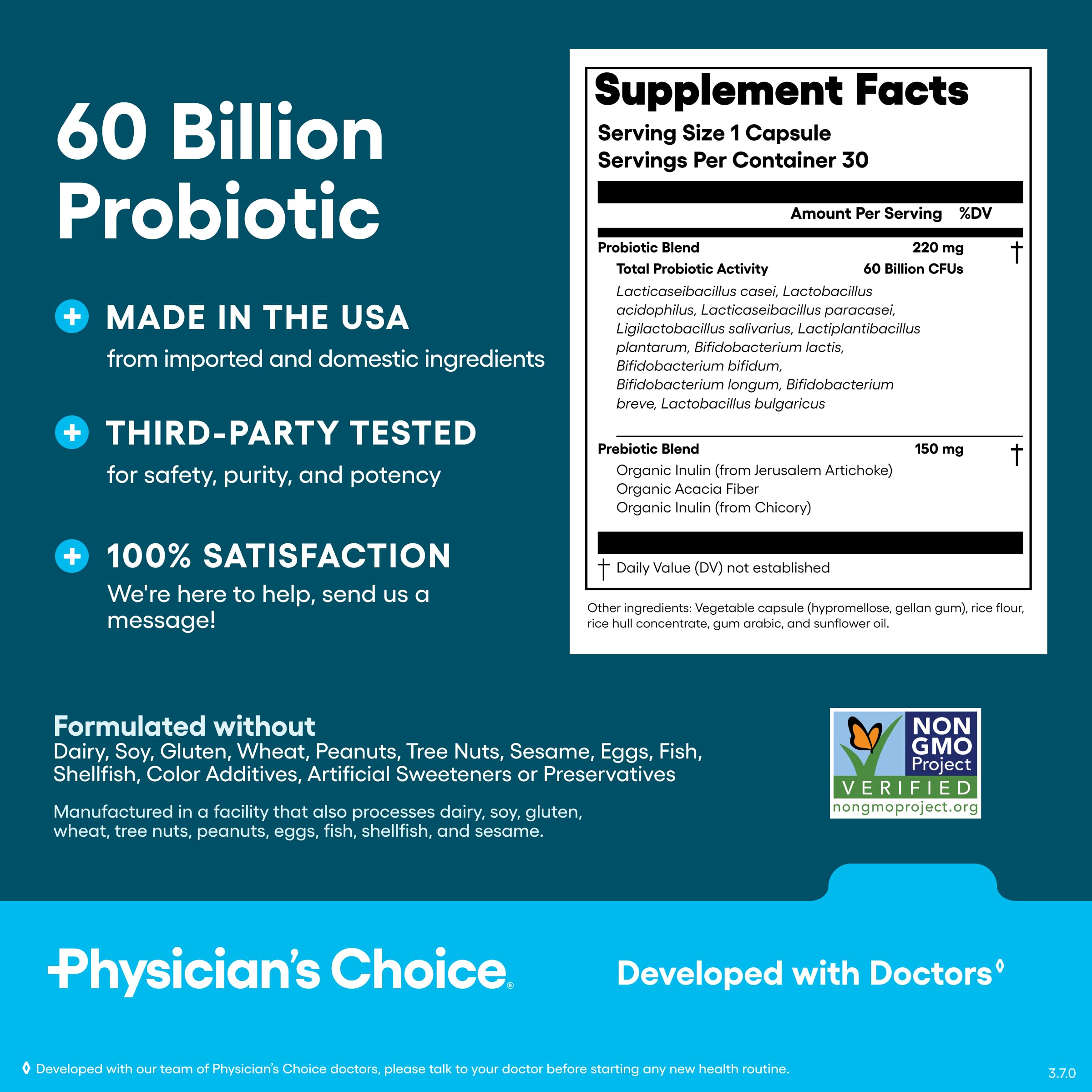 Probiotics 60 Billion CFU with Prebiotics – Gut & Digestive Support