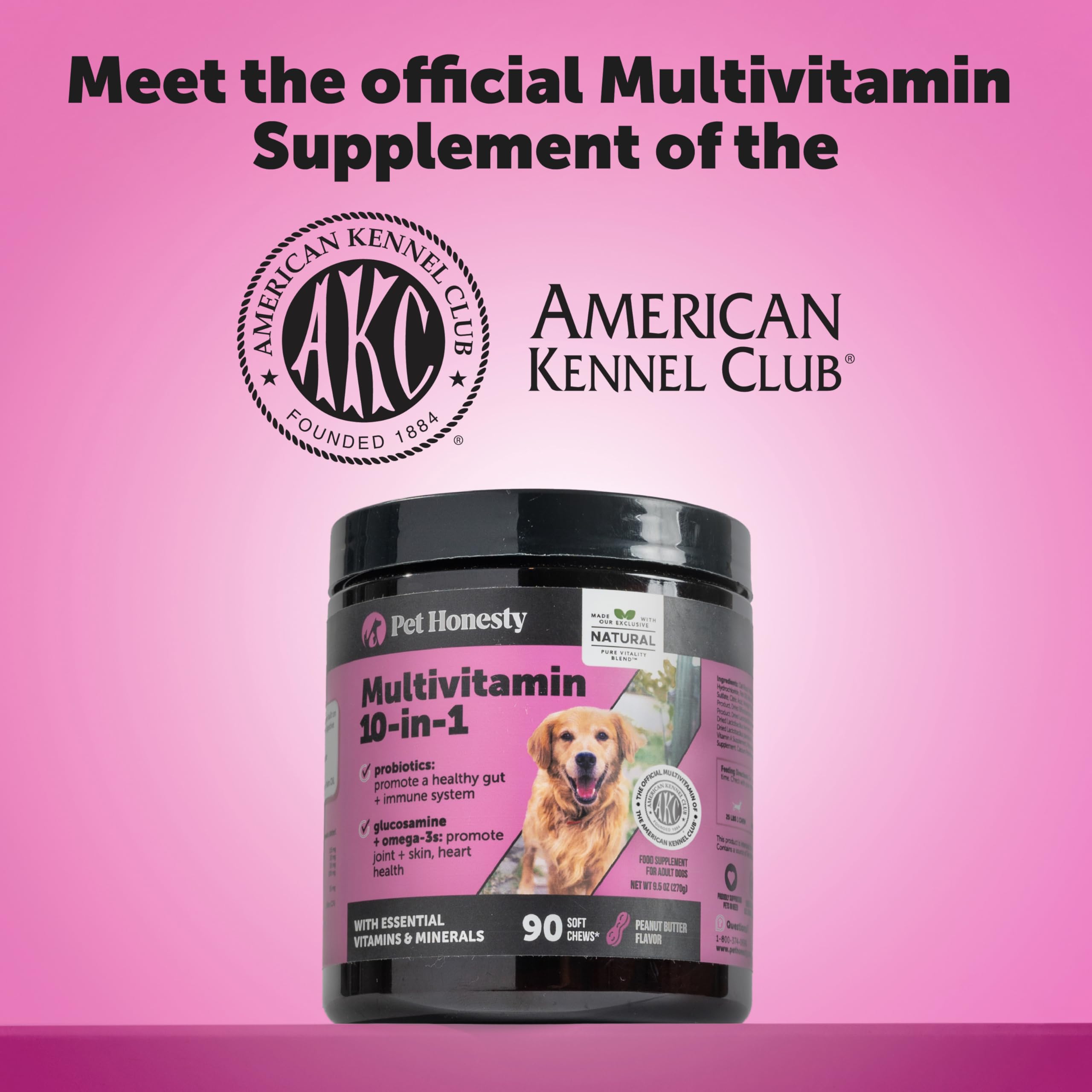 10-in-1 Dog Multivitamin Chews – Glucosamine & Probiotics 90ct