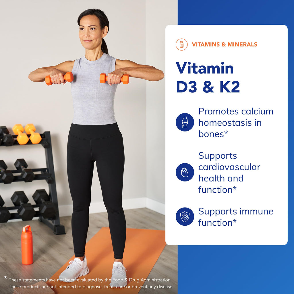 Vitamin D3 & K2 Supplement – Bone & Immune Support, 120 Caps