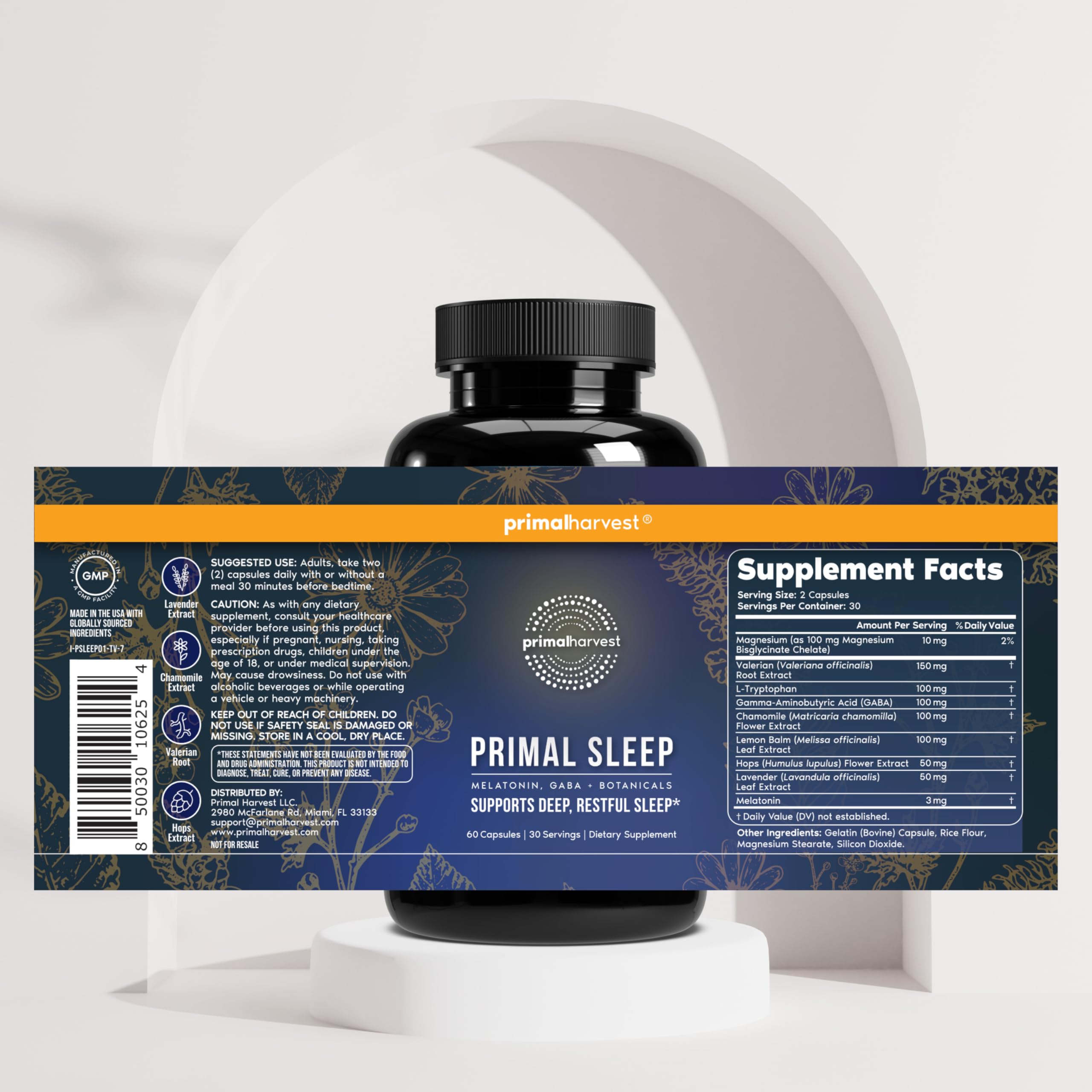Sleep Support Supplement with Melatonin, GABA & Valerian for Deep Rest