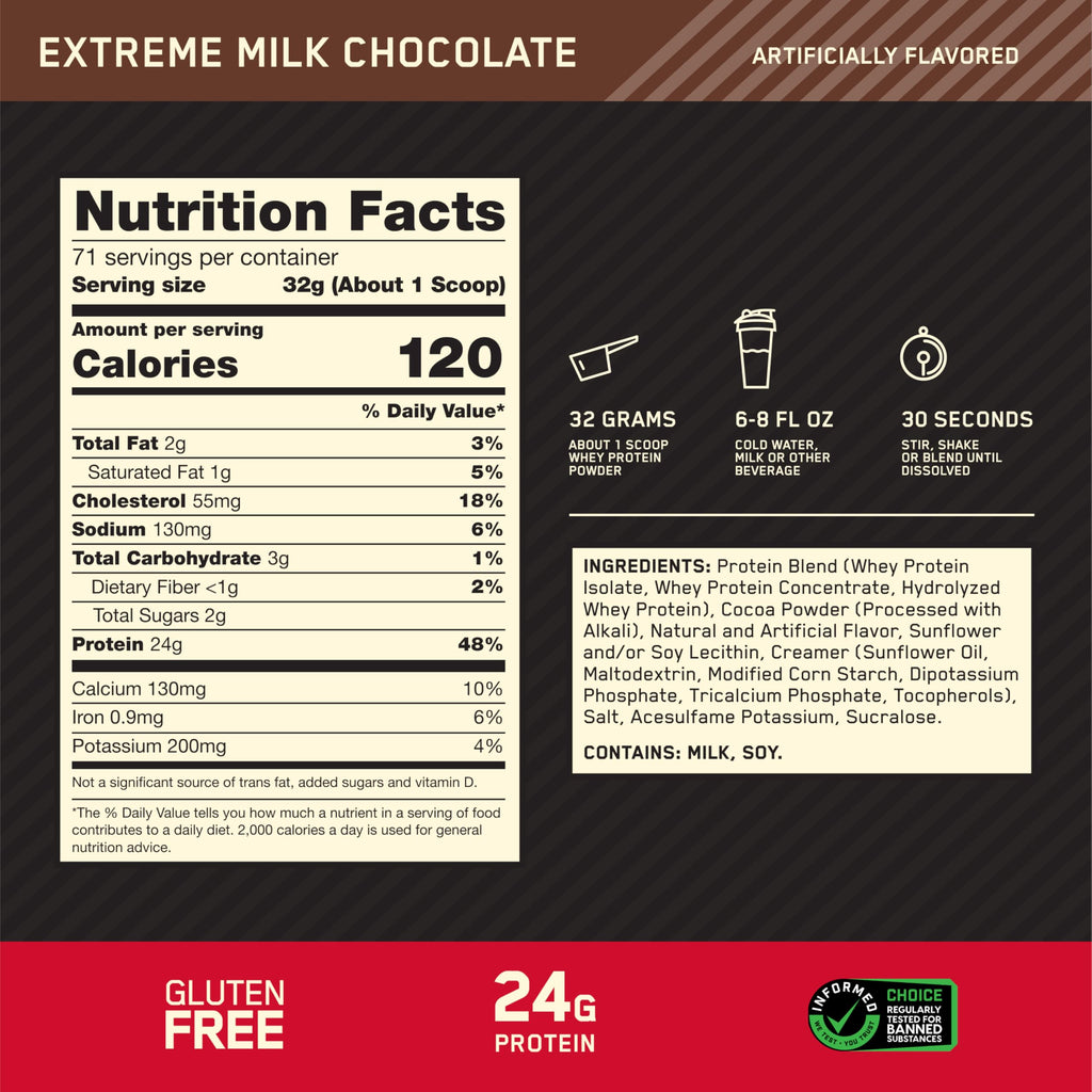 100% Whey Protein Powder | Extreme Milk Chocolate | 5 lbs | Gold Standard