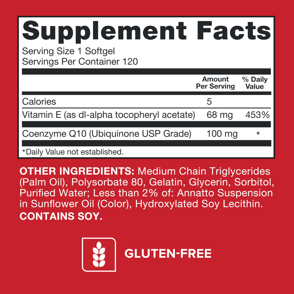 CoQ10 100mg Softgels High Absorption for Heart Health & Energy Support 120 Ct