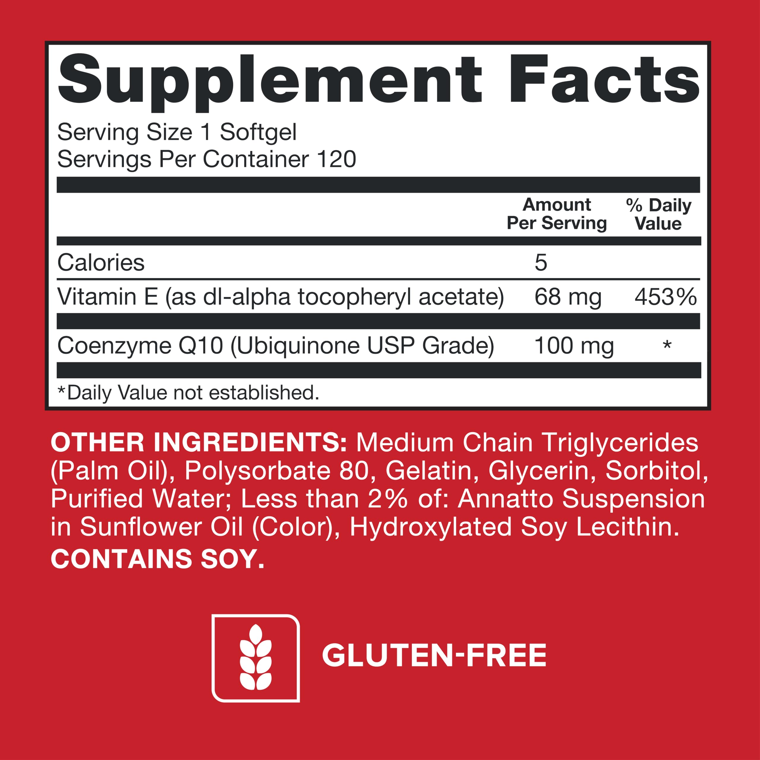 CoQ10 100mg Softgels High Absorption for Heart Health & Energy Support 120 Ct