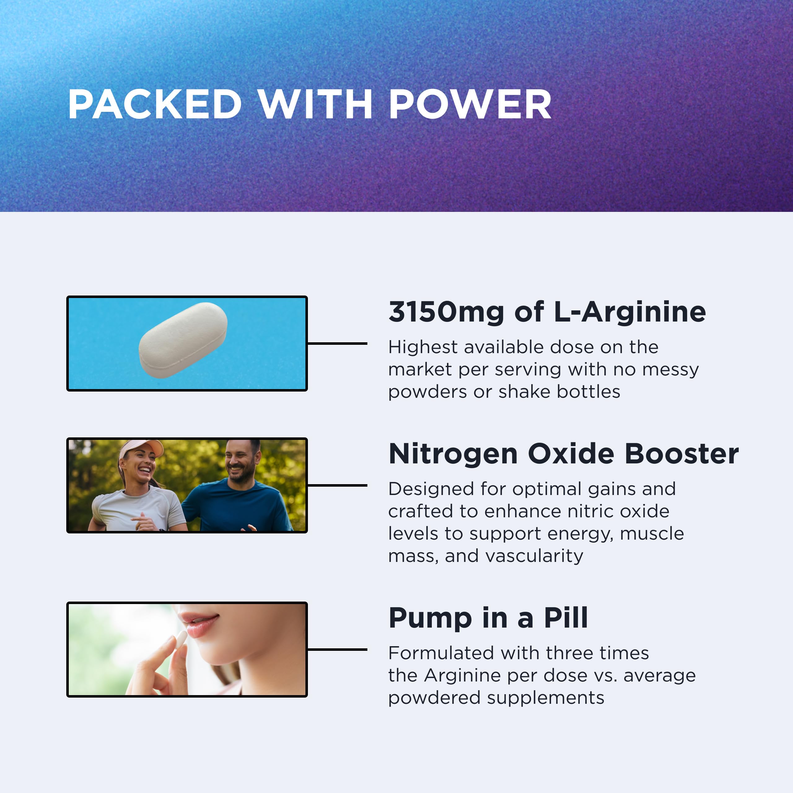 L-Arginine 3150 mg Supplement – Nitric Oxide & Endurance, 90 Ct