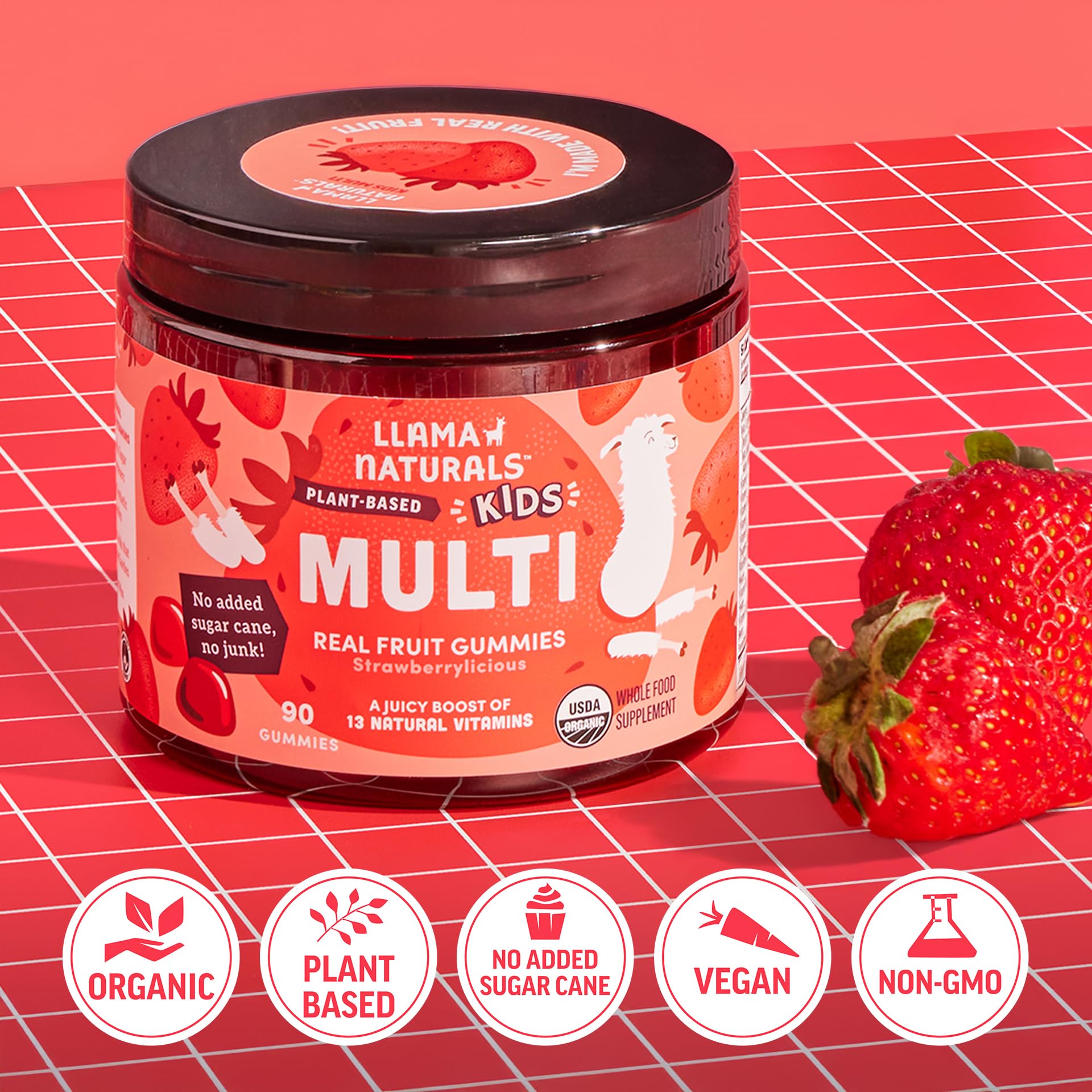 Kids Organic Multivitamin Gummies Vitamin D C 90 Count