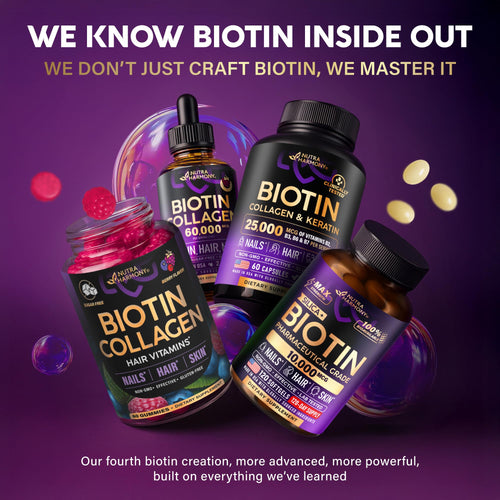 Biotin Gummies 10000mcg Collagen Hair Growth 60 Count