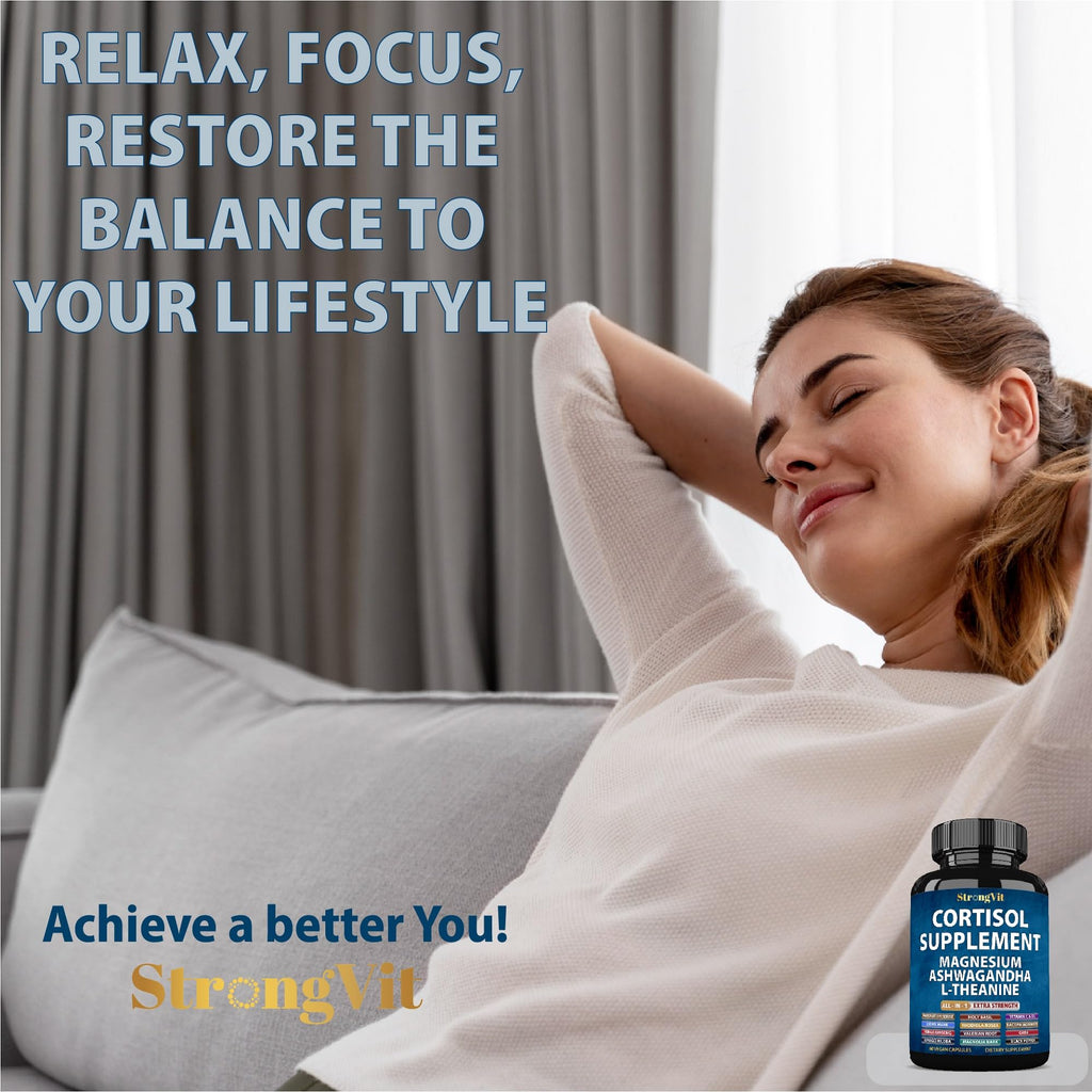 Cortisol Support Supplement with Ashwagandha, Magnesium & L-Theanine