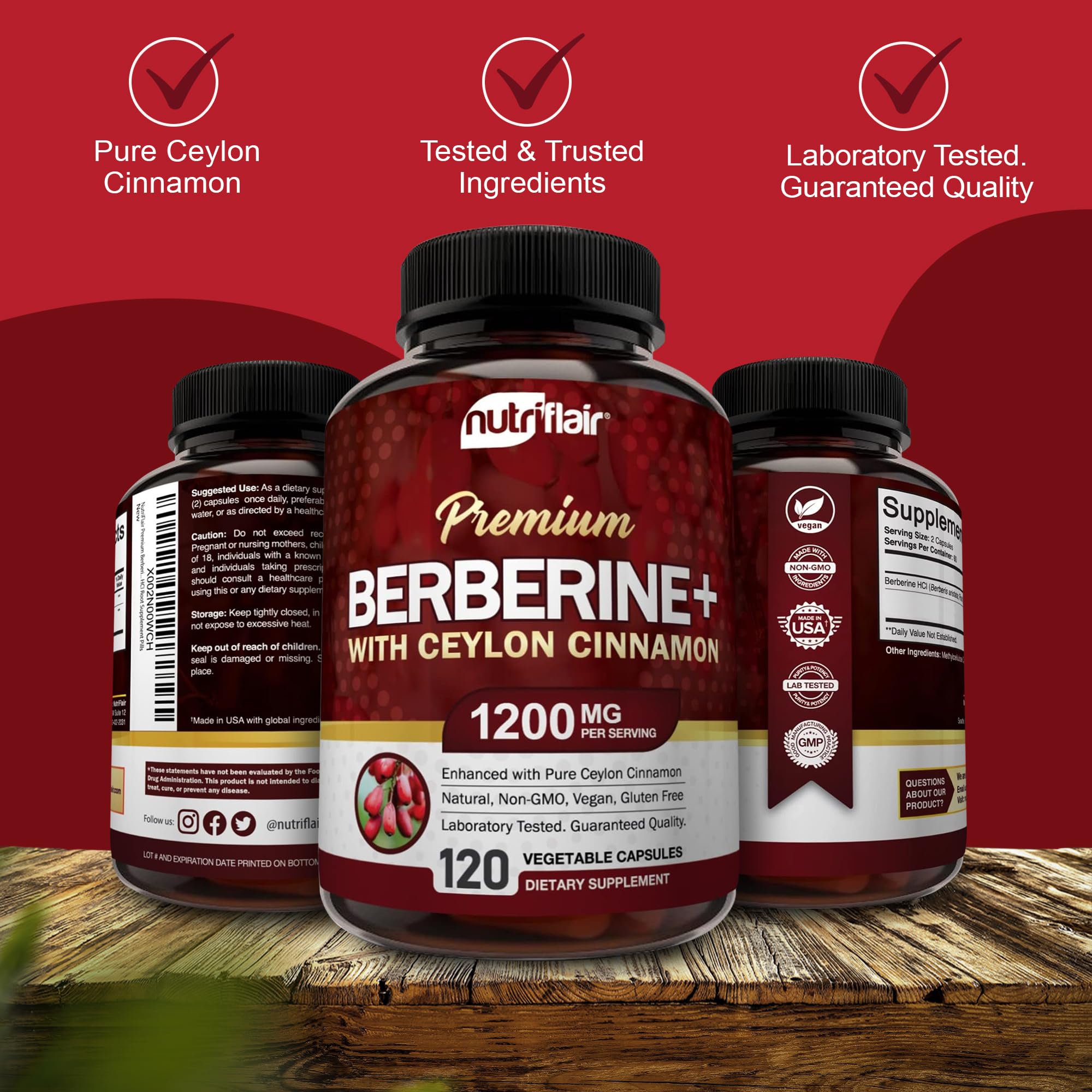 Berberine HCL 1200mg with Ceylon Cinnamon – 120 Capsules