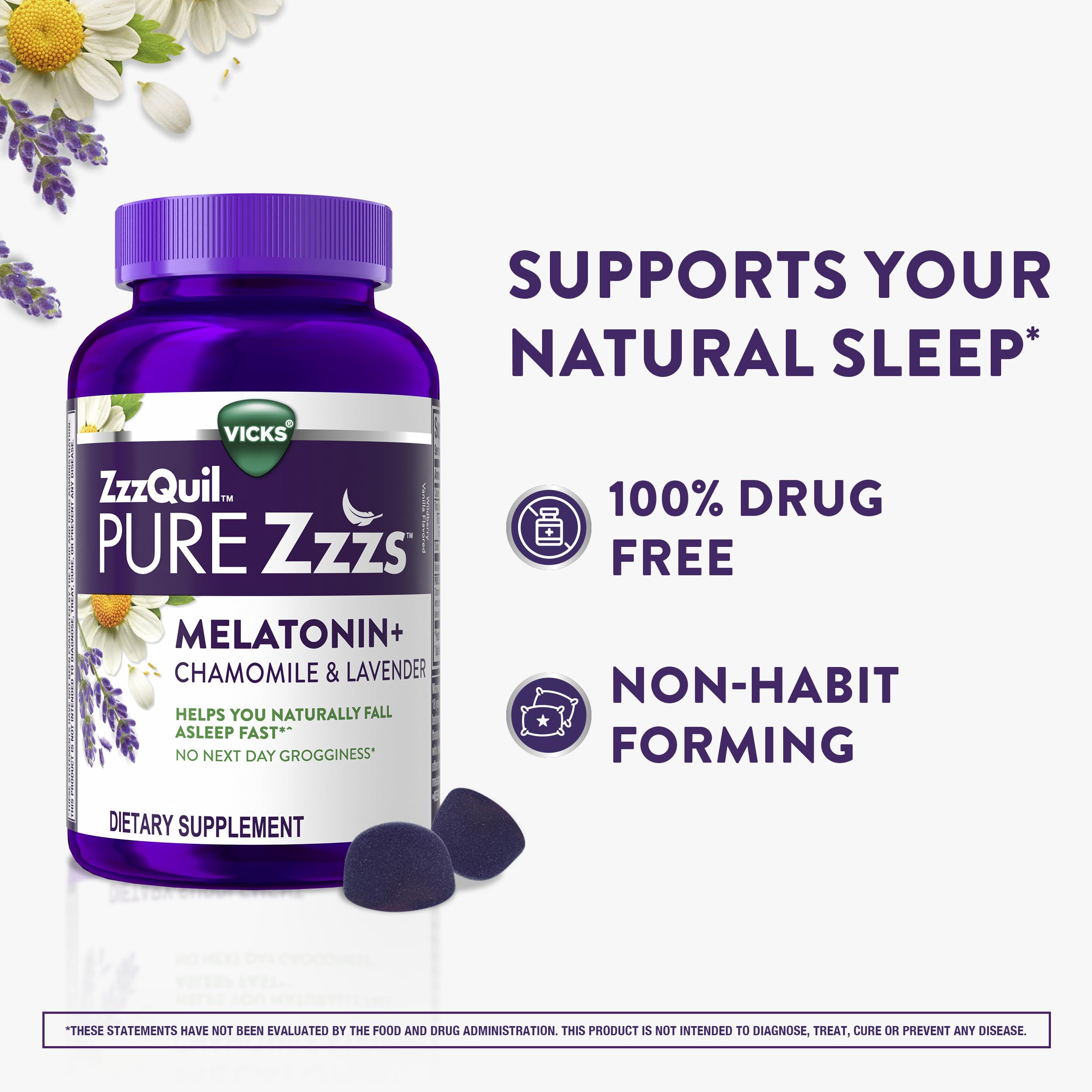 Melatonin Sleep Gummies 2mg with Chamomile & Lavender – 72 Count