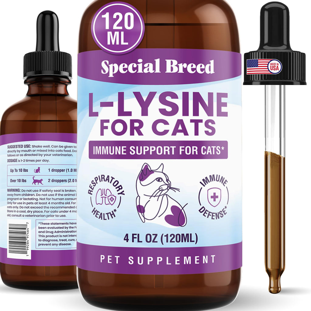 L-Lysine Liquid Drops for Cats & Kittens – Immune & Respiratory 250mg