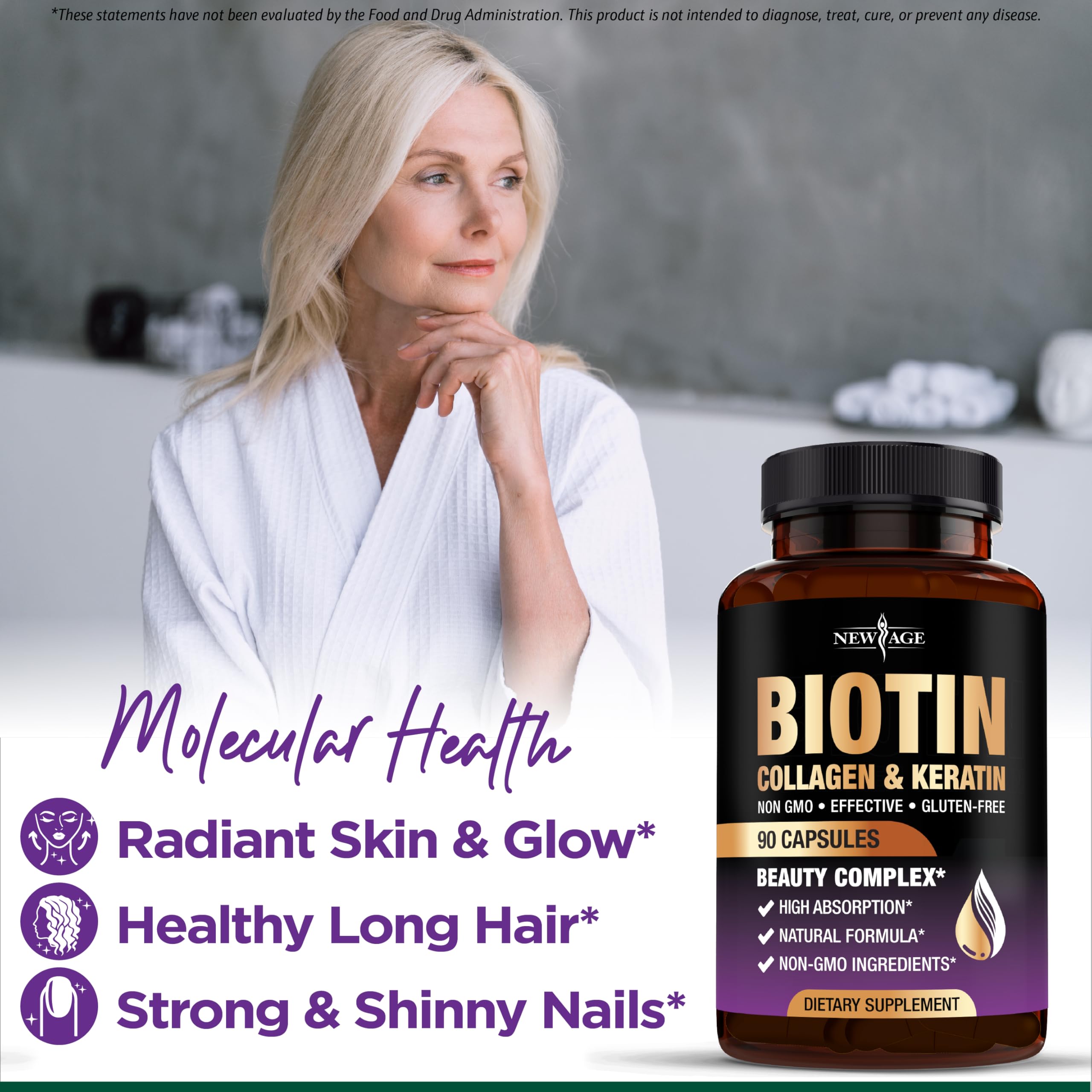 Biotin 50000mcg Hair Growth Collagen Keratin 180 Count