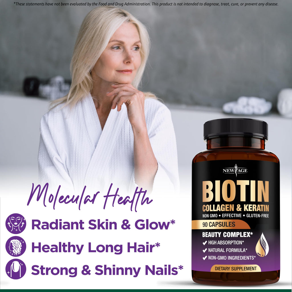 Biotin 50000mcg Hair Growth Collagen Keratin 90 Count