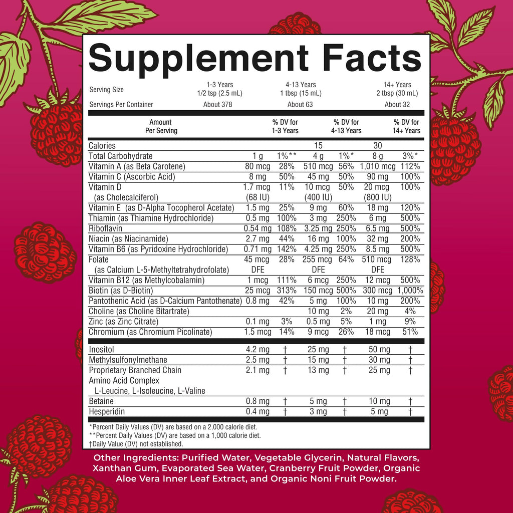 Liquid Daily Multivitamin | Women Men & Kids | Vegan Non-GMO | 32 Servings