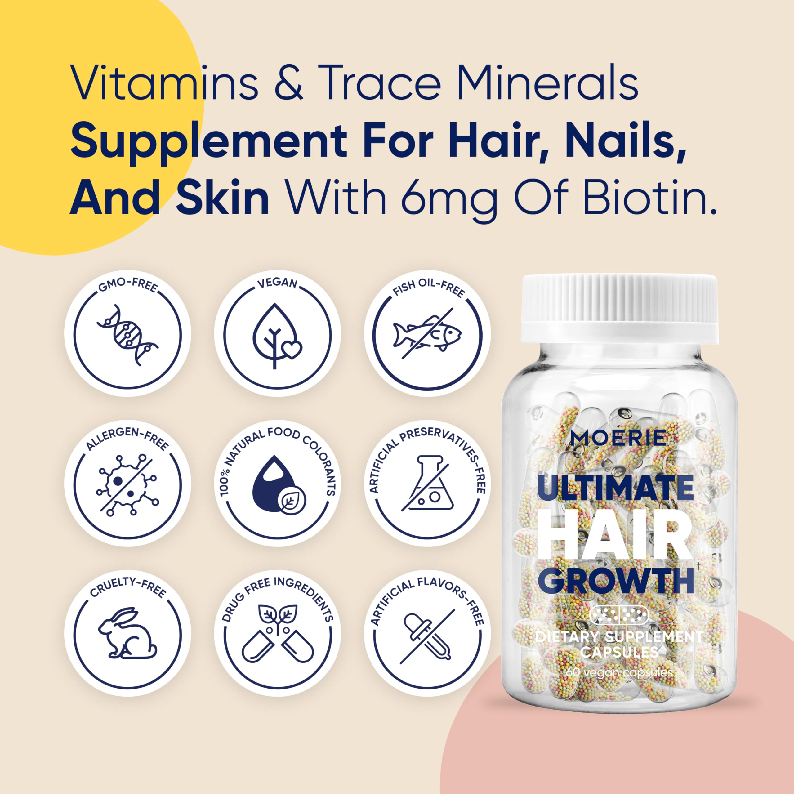 Ultimate Hair Growth Vitamins Biotin Minerals 60 Capsules