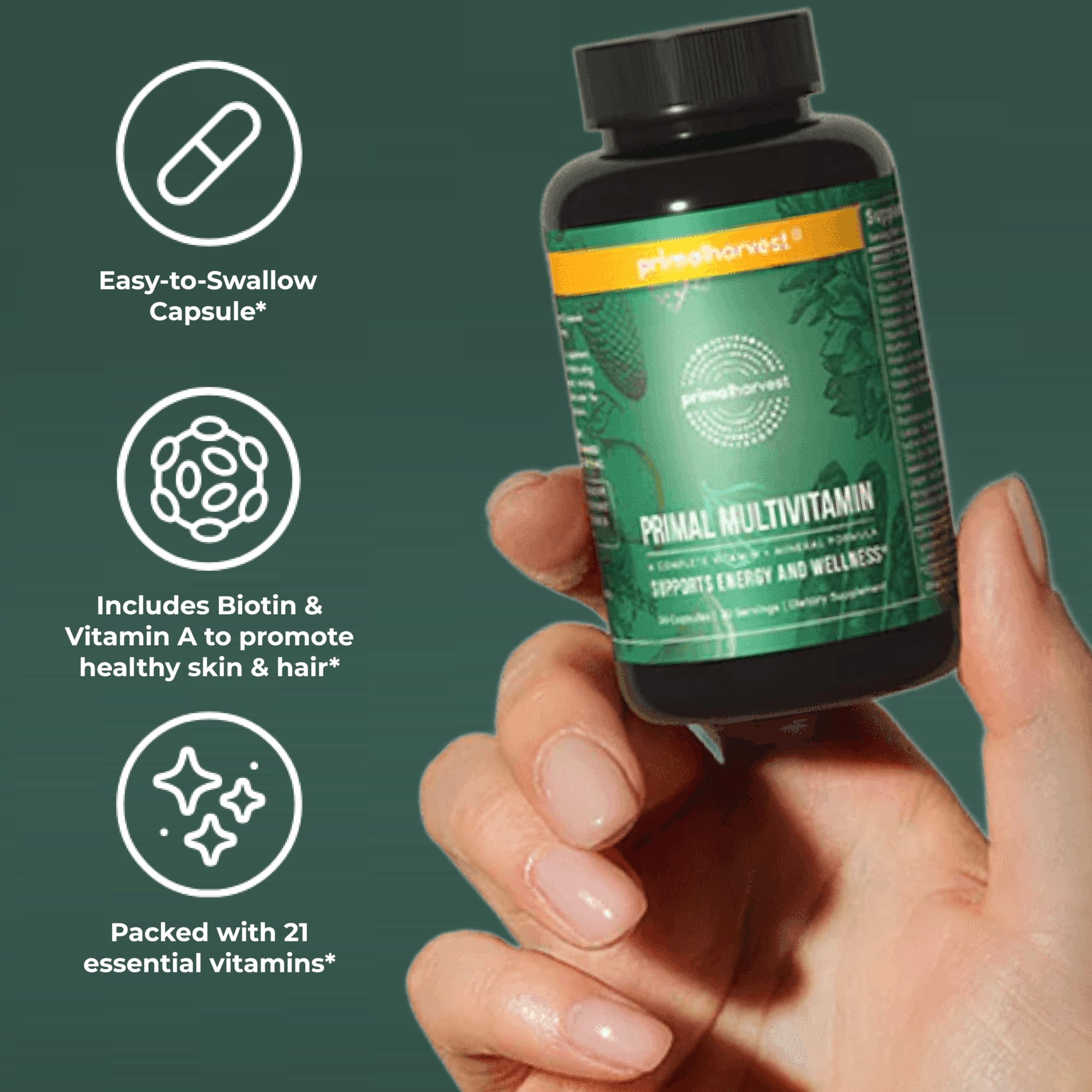 Daily Multivitamin – 21 Essential Vitamins & Minerals, A, C, D, E, B12, Biotin, Zinc