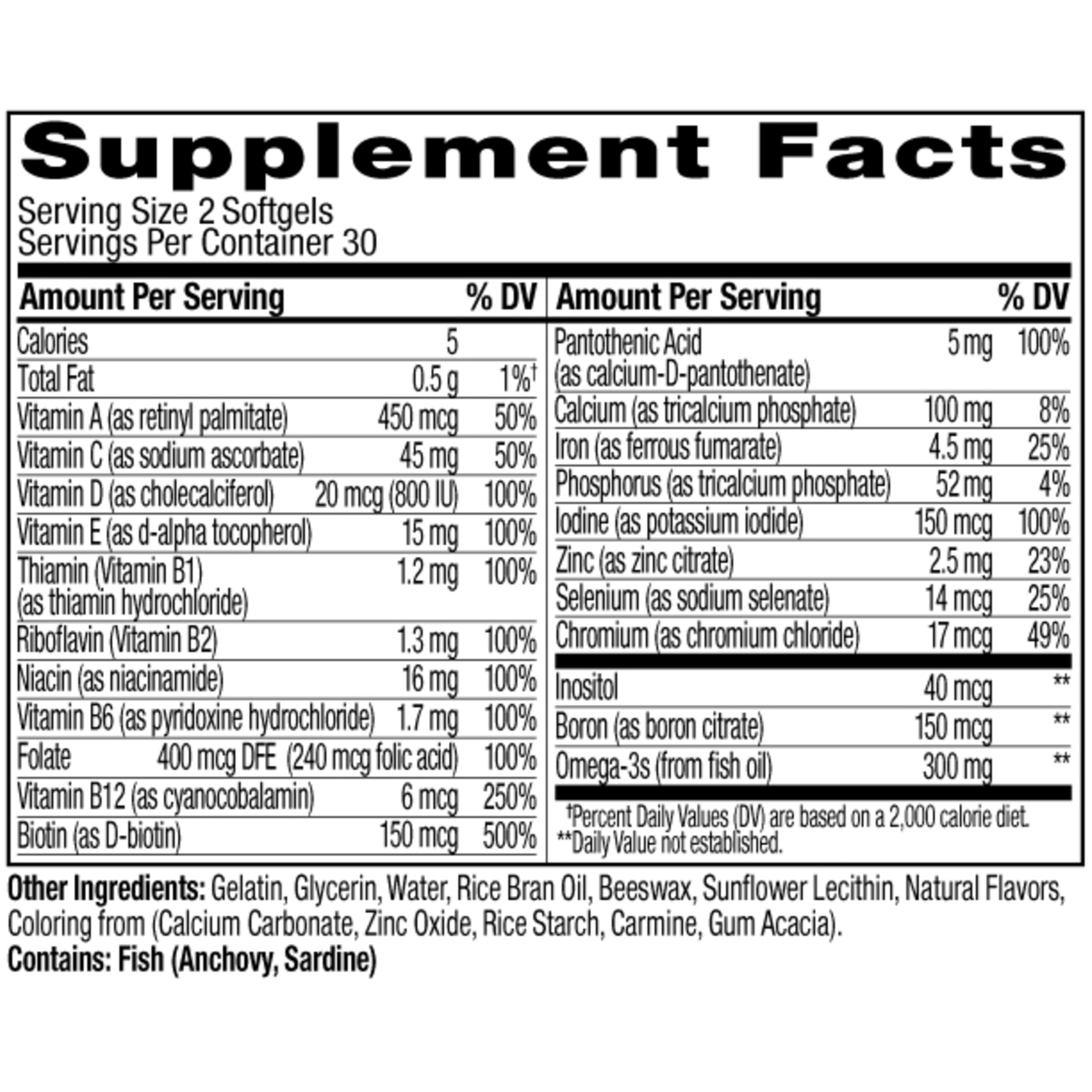 Women’s Multivitamin Softgels Omega 3 Iron 60 Count