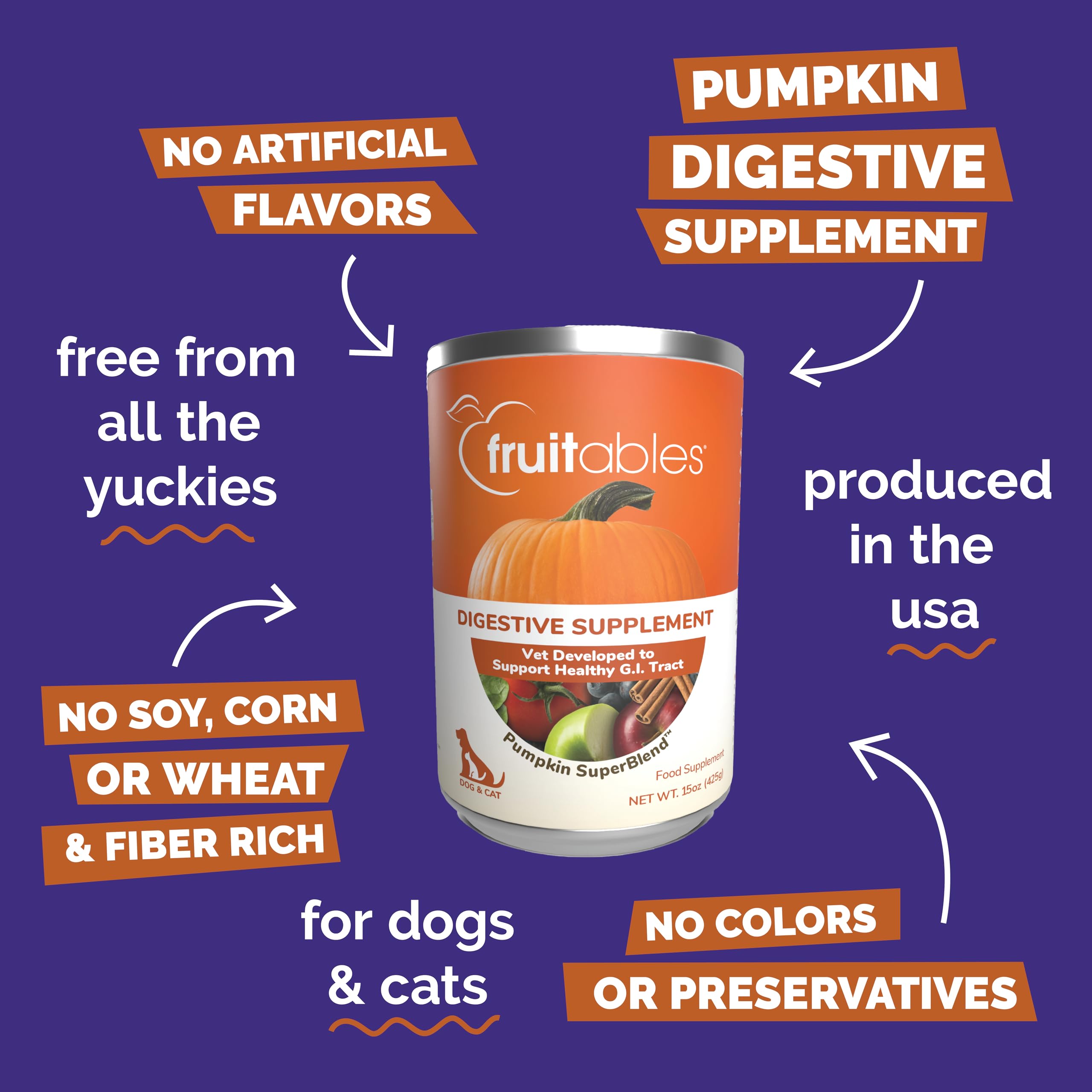 Pumpkin Digestive Fiber Supplement for Dogs – 15oz