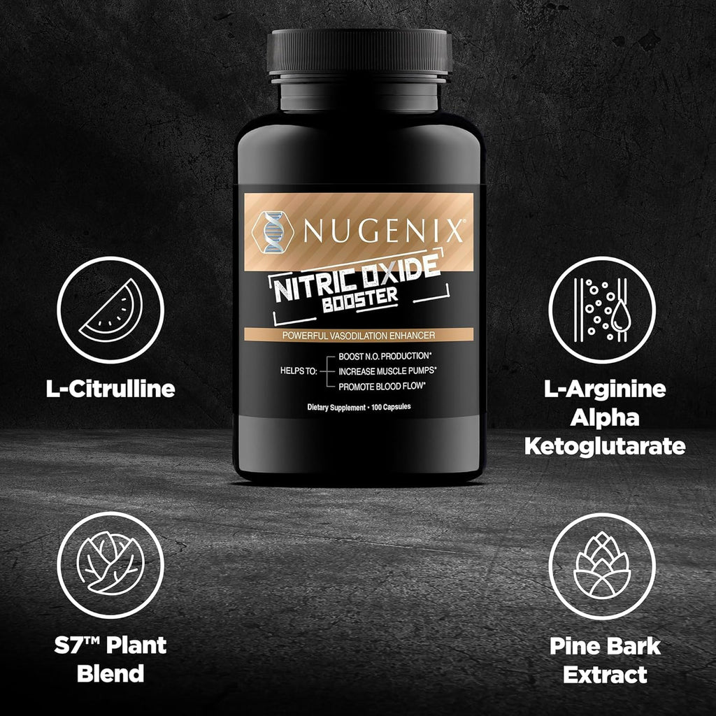 Nitric Oxide Booster Capsules – Blood Flow & Endurance, 100 Ct
