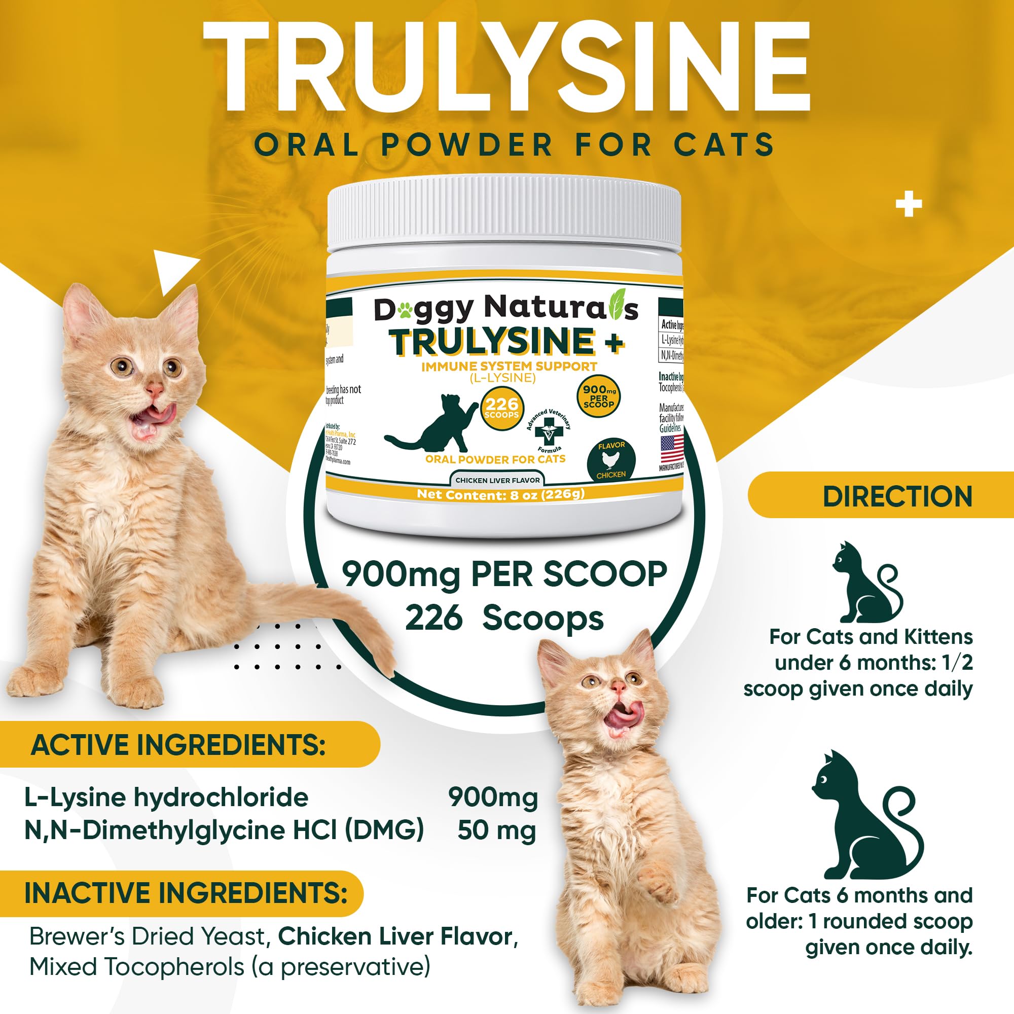 L-Lysine Immune Support Powder for Cats – Chicken Liver 8oz 226g