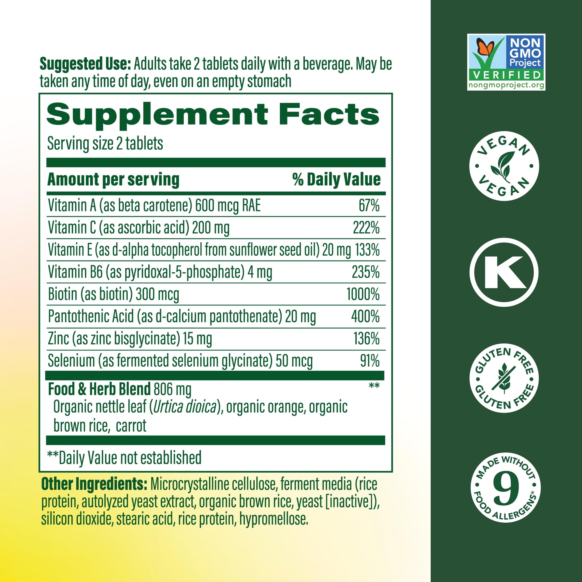 Hair Skin Nails Vitamins Biotin Zinc Vitamin C 90 Tablets