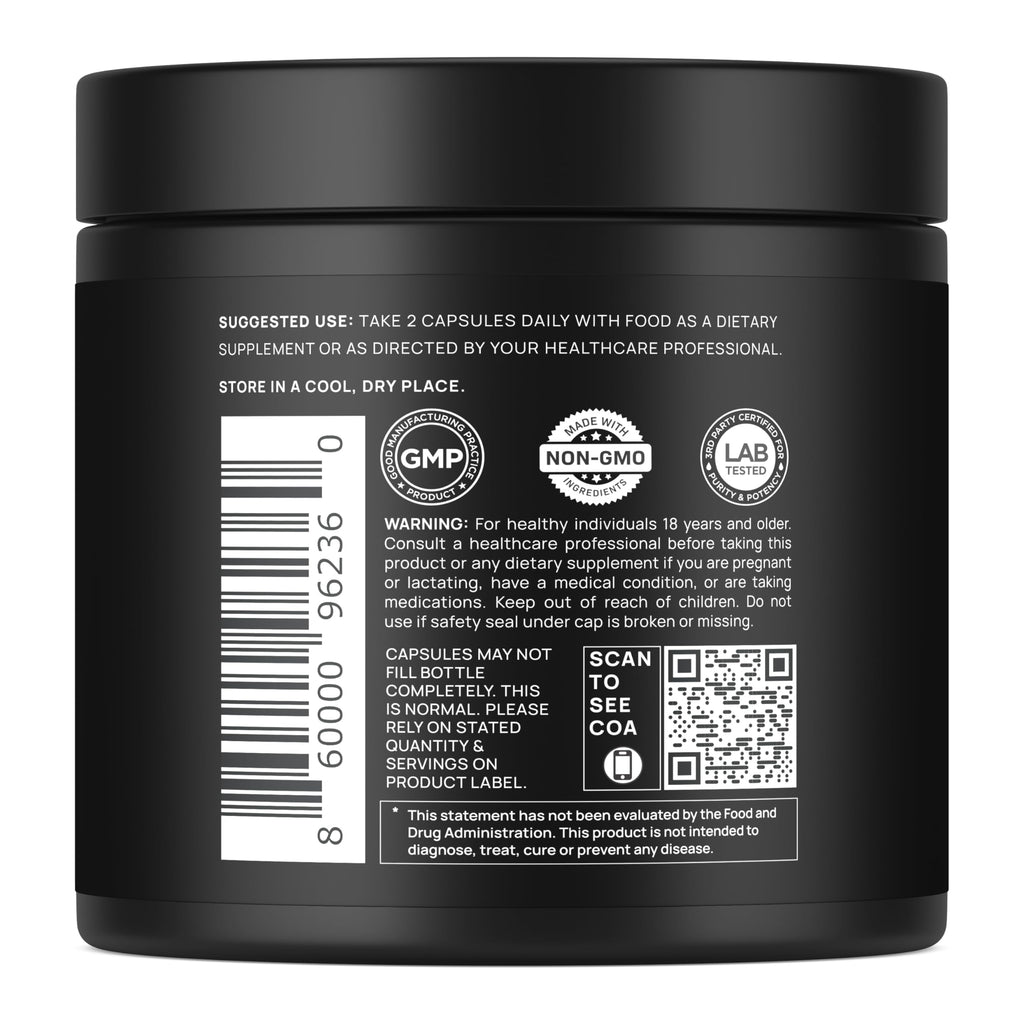 Black Maca Root & Ashwagandha Capsules for Energy, Stamina & Hormone Support