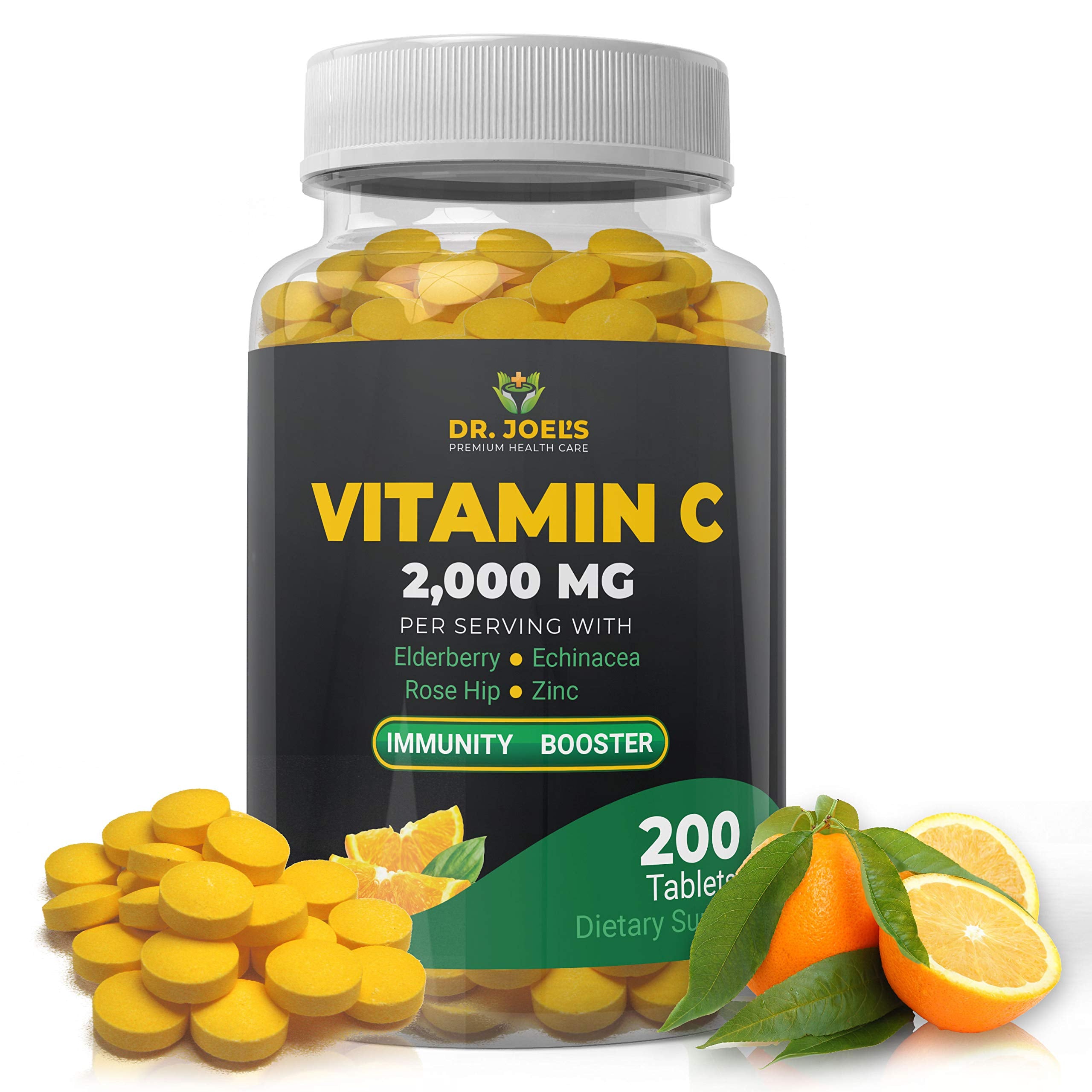 Vitamin C 2000mg Tablets with Zinc & Elderberry for Immune Support 200 Ct