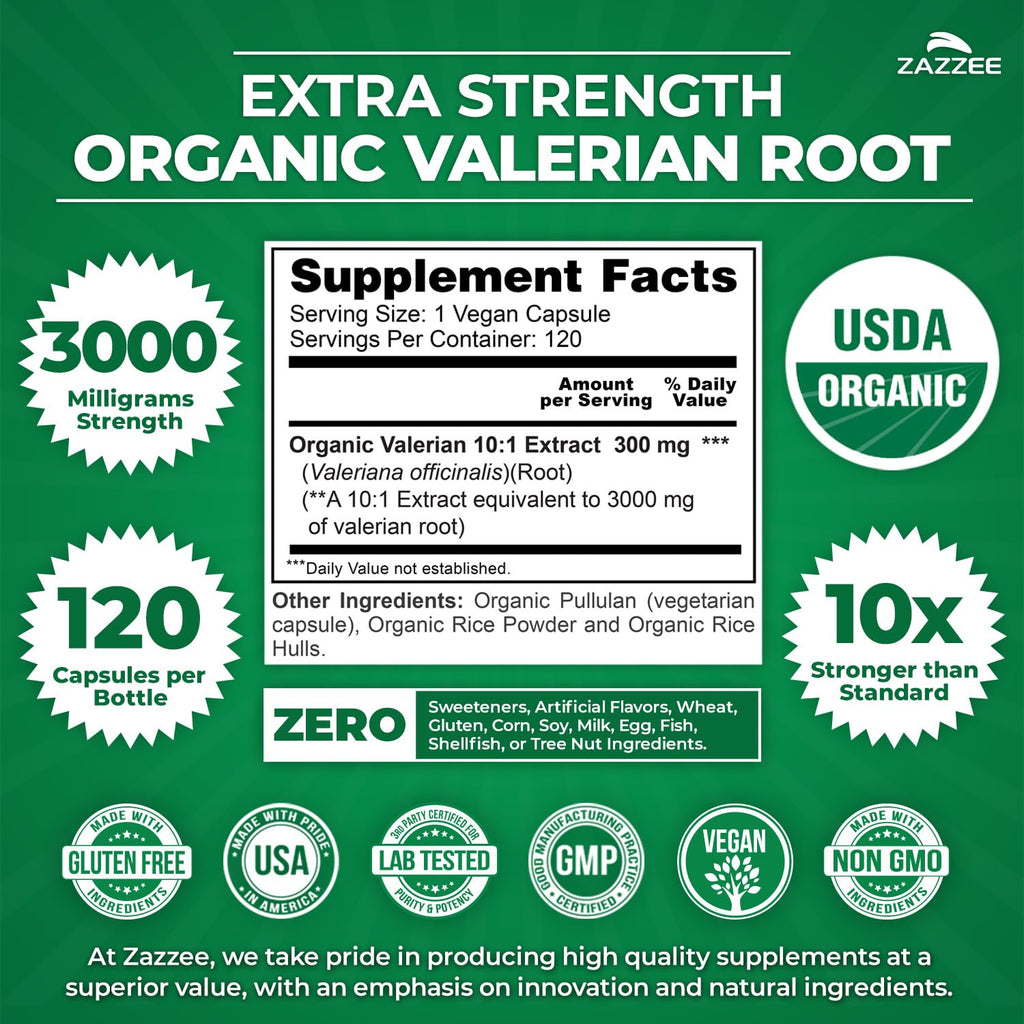 Valerian Root 3000mg Extract Capsules for Sleep & Relaxation Support