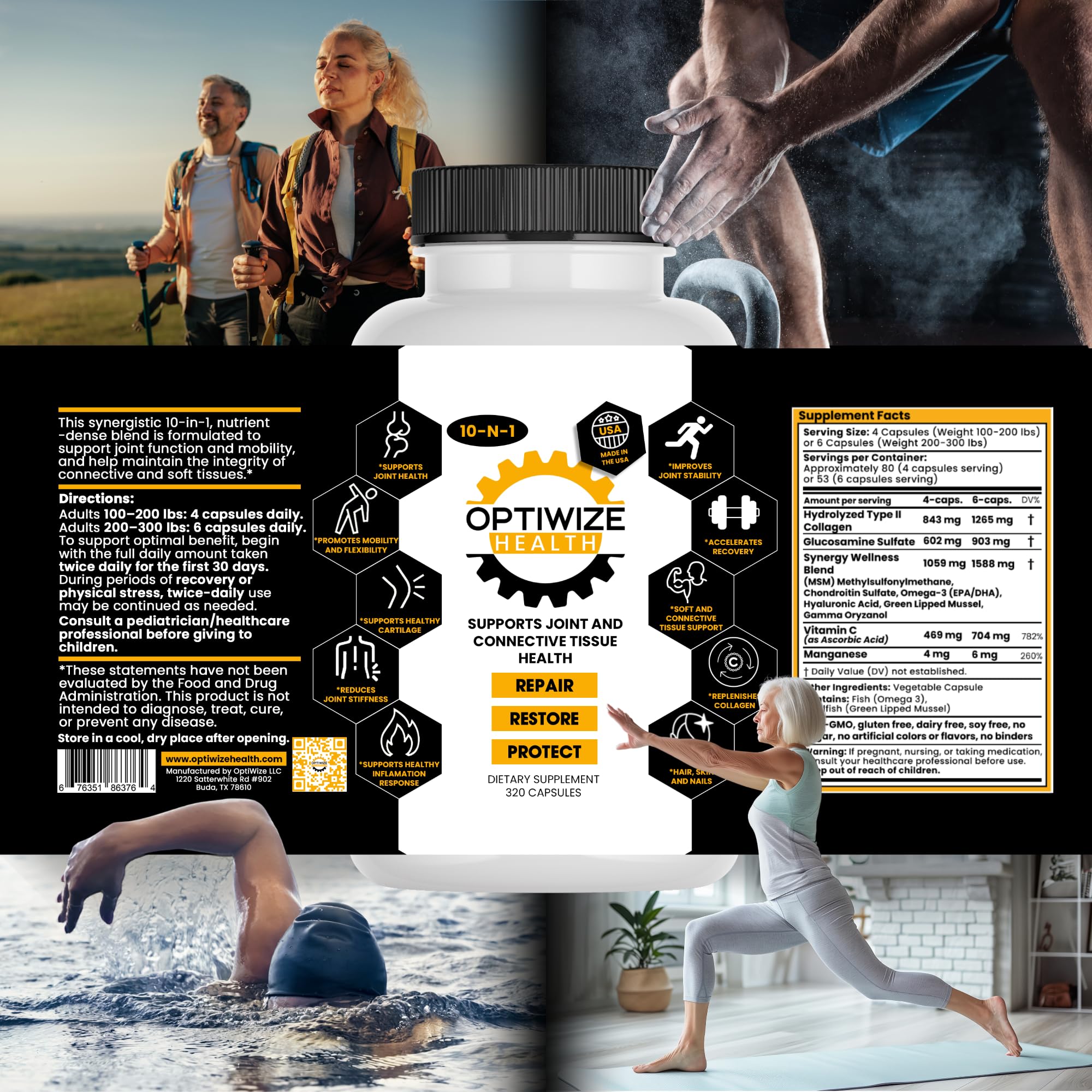 Joint Support Complex with Collagen, MSM & Hyaluronic Acid for Mobility 320 Ct